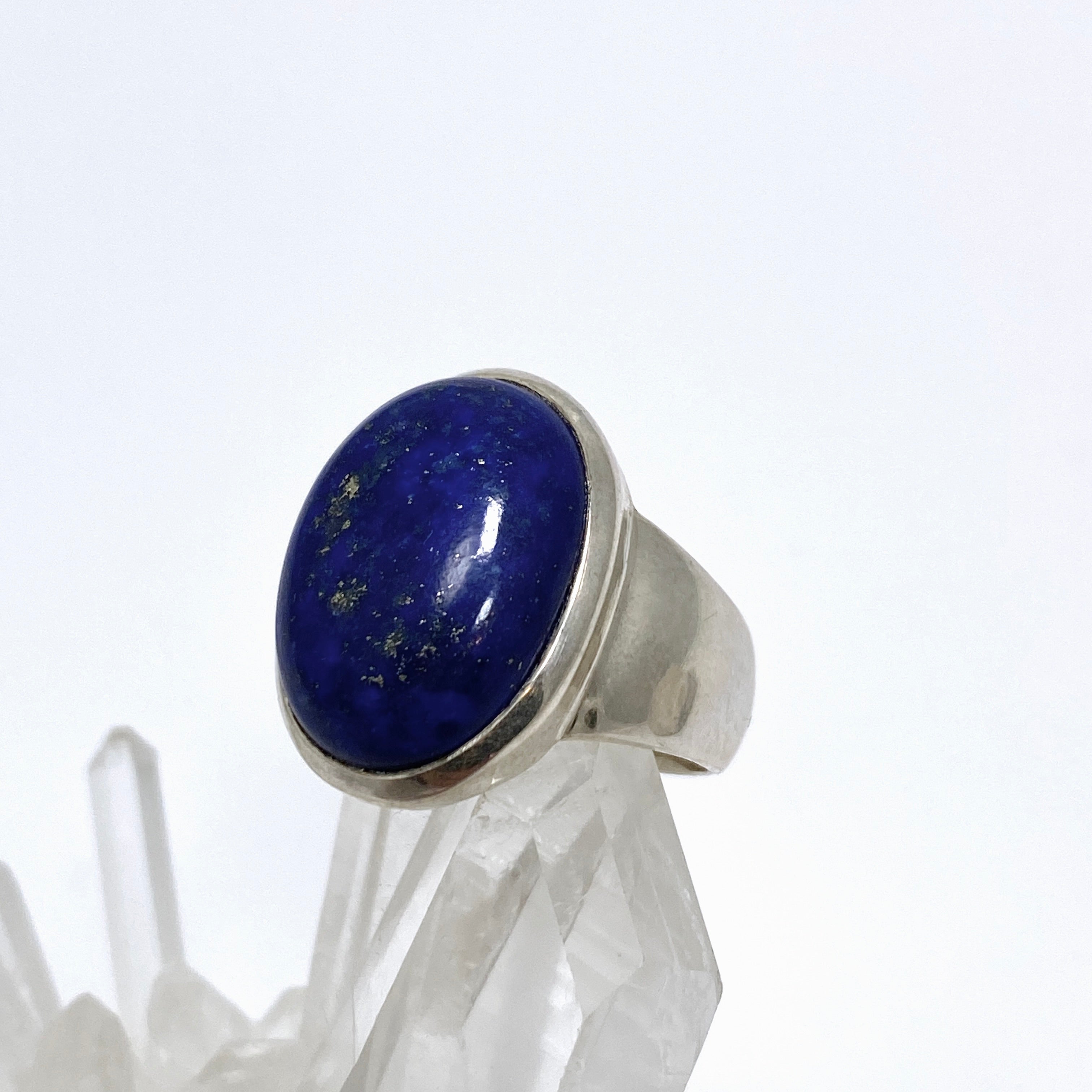 Lapis Lazuli Oval Cabochon Ring - Size 6.5 Sterling Silver Handmade Jewelry - Perfect for Gifts, Meditation & Spiritual Healing