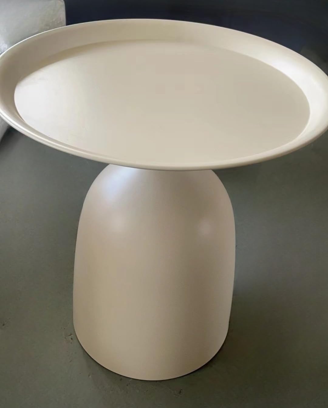 Modern Round Nesting Side Tables Set - Beige Metal End Tables for Living Room, Bedroom & Sofa | Coffee Table, Console Table & Pedestal Table for Home Decor