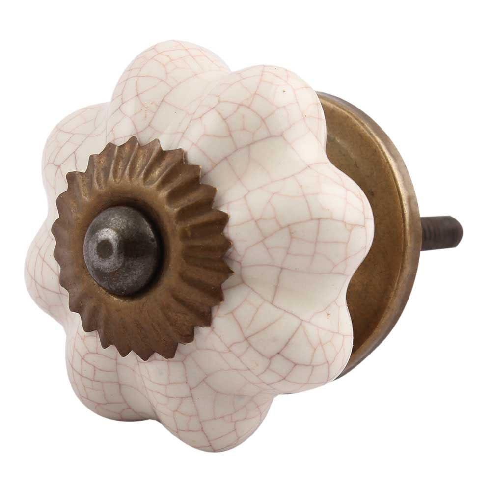 Vintage Style Cream Crackle Knob - Decorative Cabinet & Drawer Pull for Home Furniture, DIY Projects, and Antique Restoration - Perfect for Kitchens, Bathrooms, and Vintage Decor