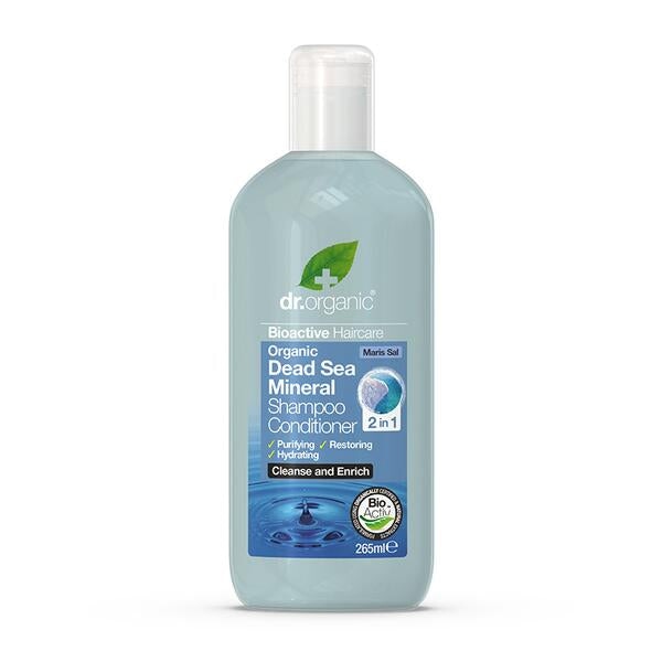 Dr Organic Shampoo & Conditioner 2-in-1 with Dead Sea Minerals - Hydrating & Nourishing Hair Care for Dry, Damaged Hair - Perfect for Daily Use at Home or Salon