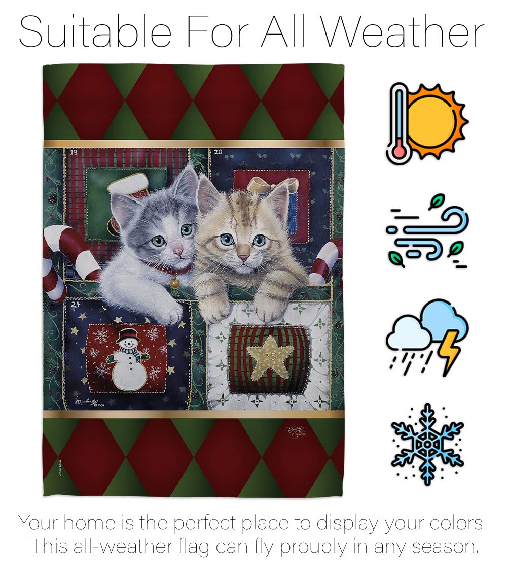 Winter Christmas Calendar Kittens Garden Flag Set 13x18.5