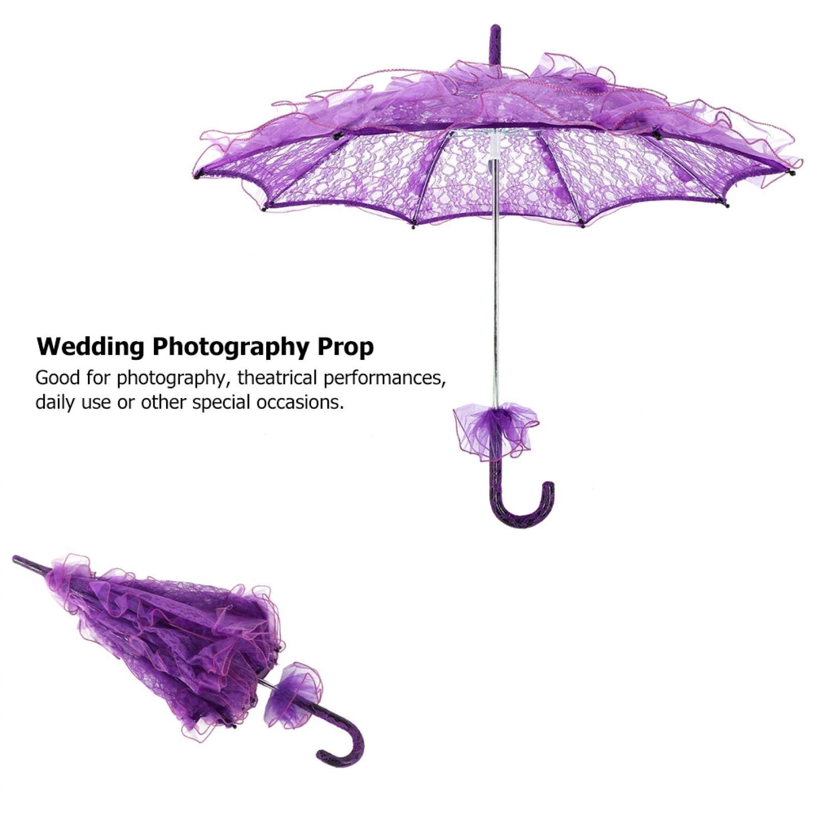 Elegant Purple Lace Wedding Umbrella - Stylish Bridal Photo Prop for Outdoor Ceremonies, Engagement Shoots & Vintage Themed Weddings
