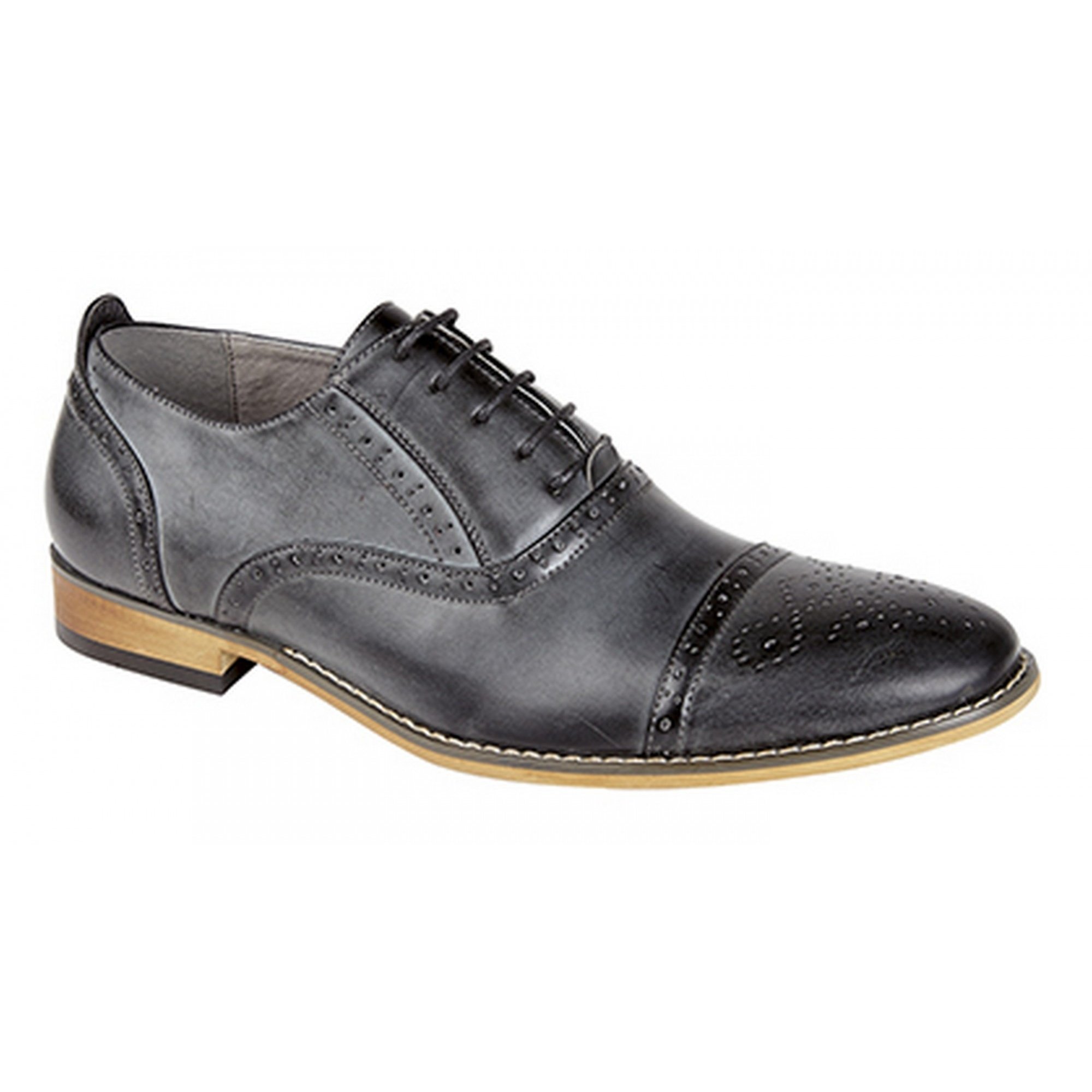 Men's Oxford Brogue Shoes with Capped Toe & Lace-Up Closure - Classic Dress Shoes for Business, Office & Formal Occasions