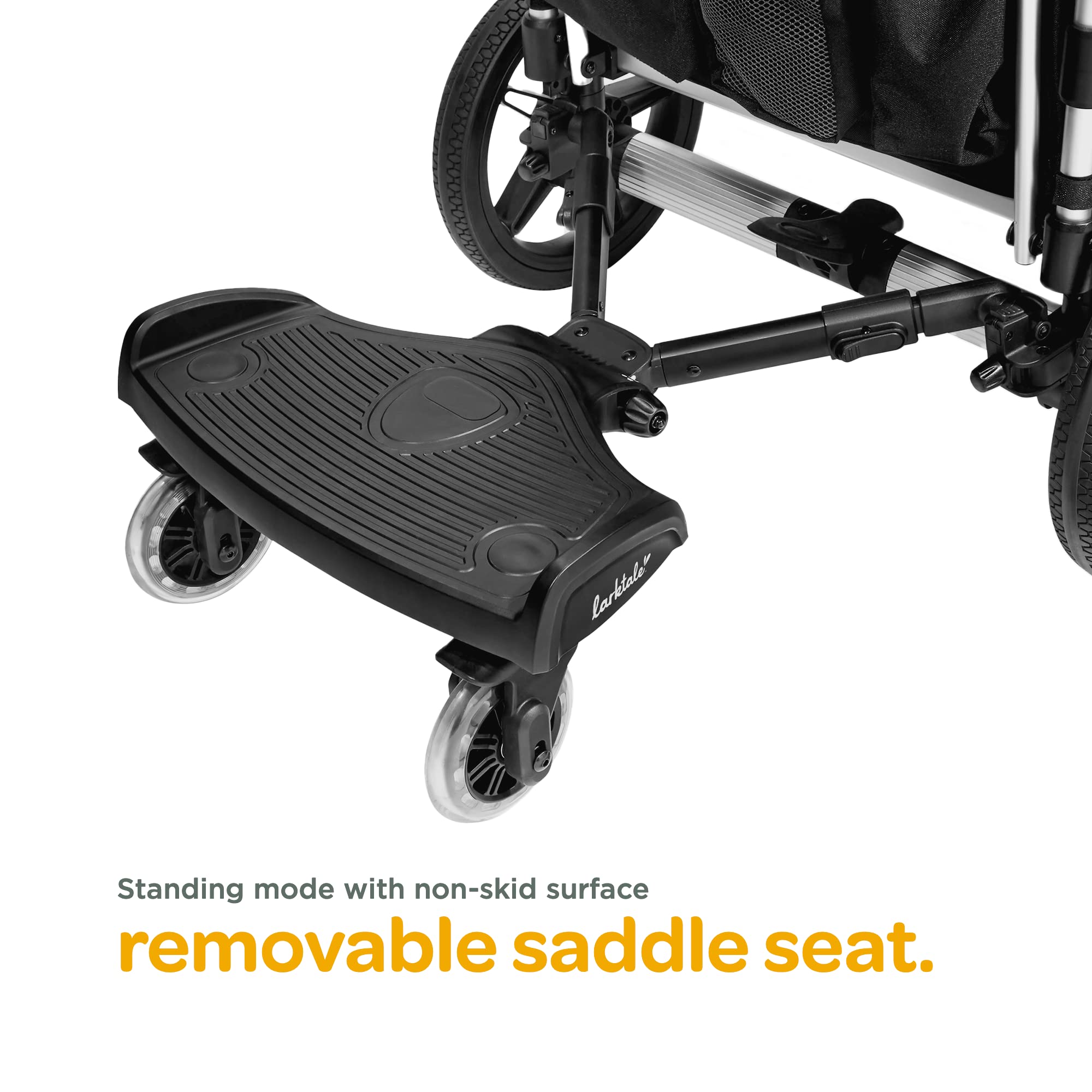 Larktale 2-in-1 Universal Stroller Board with Seat - Convertible Standing & Sitting Ride-On Platform for Kids - Fits Most Single & Double Strollers - Perfect for Siblings, Shopping & Travel Adventures