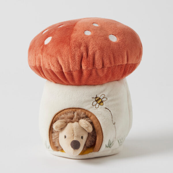 Soft Plush Mushroom House with Hedgehog - Cozy Animal Toy for Kids & Collectors - Perfect for Nursery Decor, Gift Giving & Imaginative Play