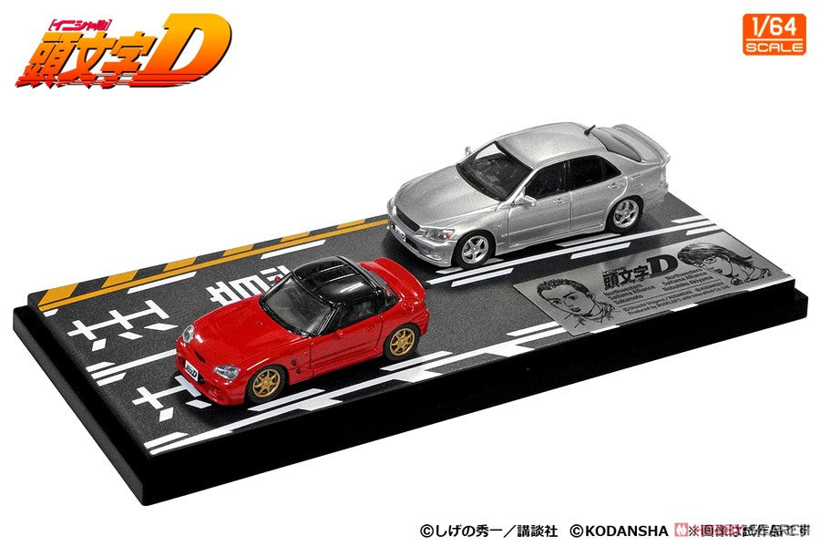 Initial D 1:64 Scale Diecast Car Set Vol.14 - Sakamoto Cappuccino & Nobuhiko Akiyama Altezza - Anime Collectible Model Cars for Display & Racing Game Fans