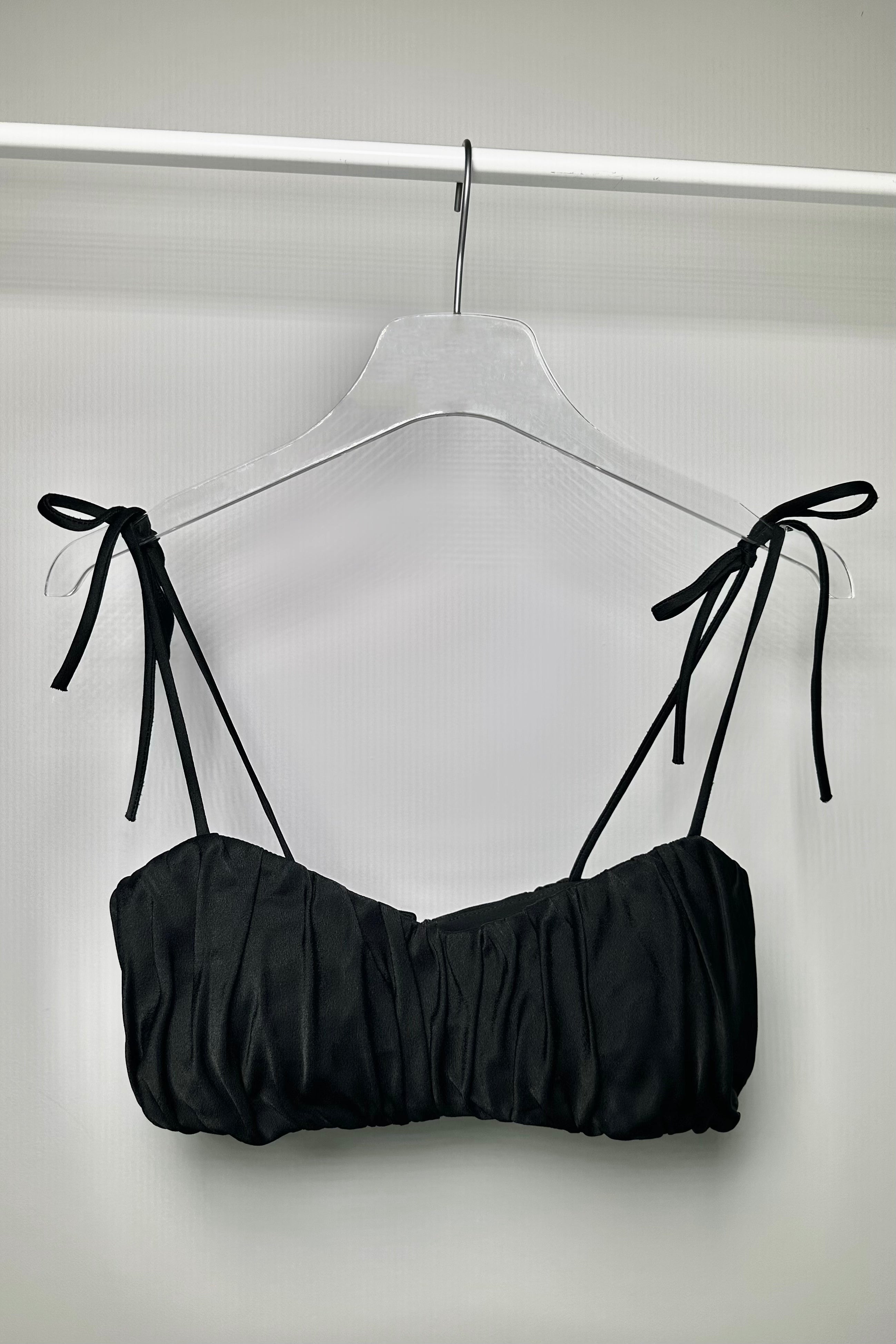 LIHN Black Satin Bralette - Comfortable Wireless Lace Bralette for Women - Perfect for Everyday Wear, Lounge, and Sleep