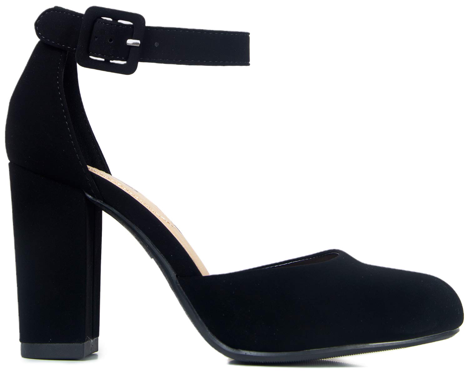 J.Adams Women's Chunky High Heel Sandals - Round Closed Toe with Ankle Strap for Comfort & Style | Perfect for Parties, Weddings & Night Out