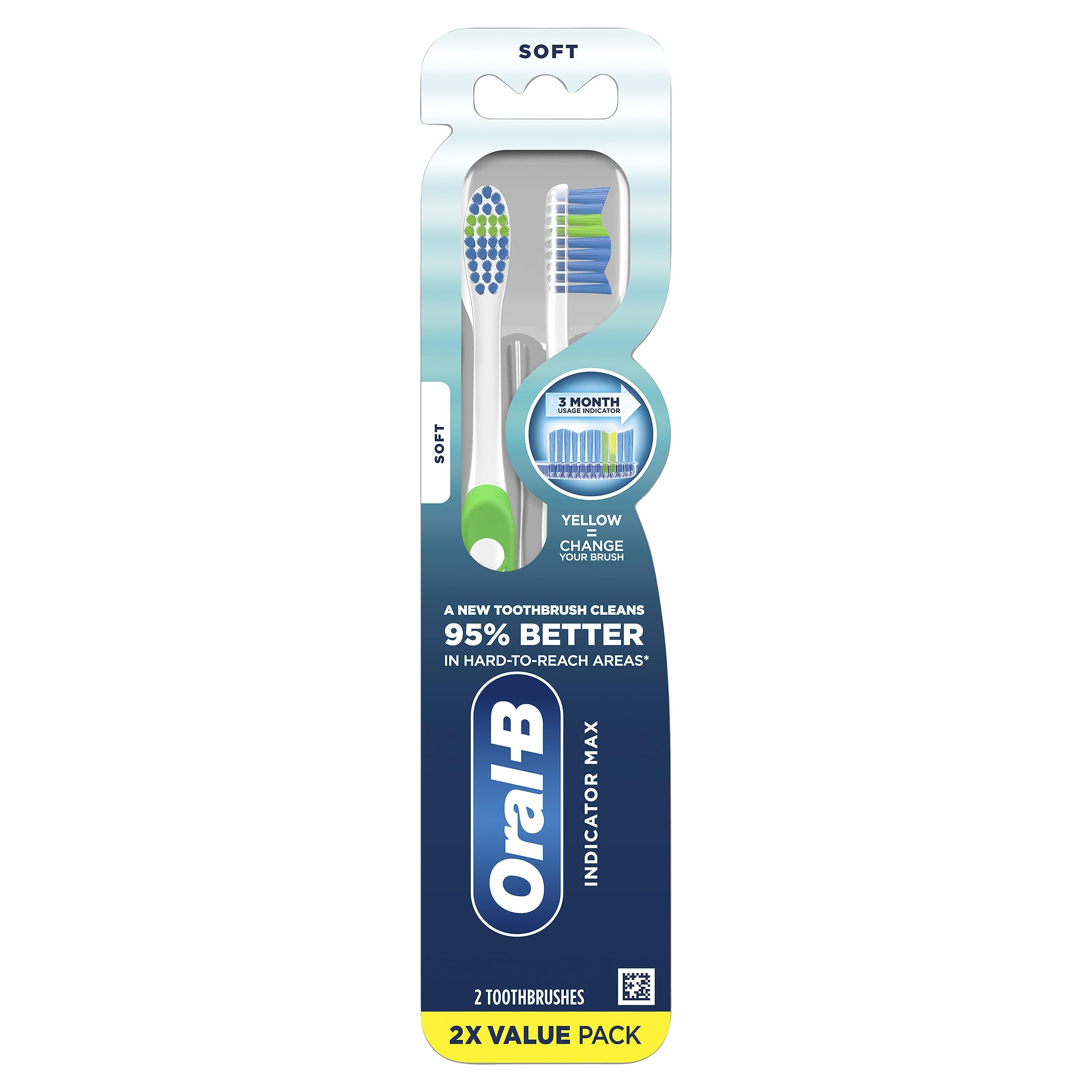 Oral-B Indicator Color Collection Soft Toothbrushes - 2 Pack | Gentle Cleaning for Sensitive Teeth & Gums | Perfect for Travel, Home & Office Use
