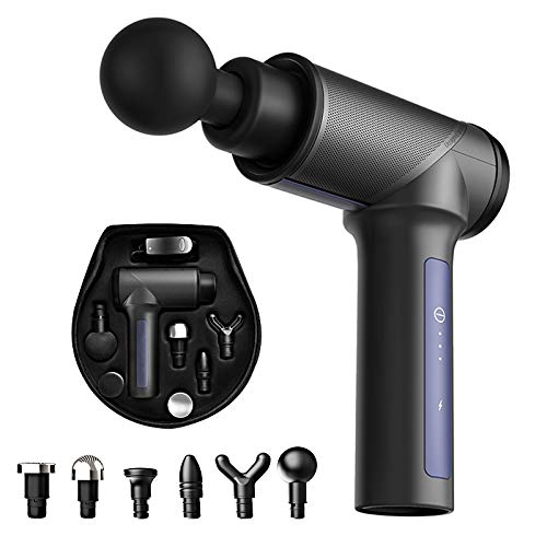 **Meresoy K1 Mini S 3400mAh Cordless Percussion Massage Gun – Deep Tissue Muscle & Fascia Massager with 5 Speeds & 6 Heads for Pain Relief, Soreness Recovery – Perfect for Athletes, Gym, Home & Office Use (Black-Standard)**