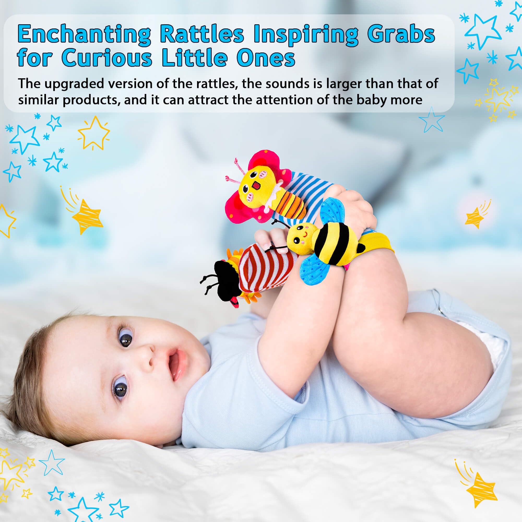 Baby Rattles 0-12 Months - Soft Infant Toys & Wrist Rattles for Newborns - Perfect Baby Shower Gifts for Boys & Girls