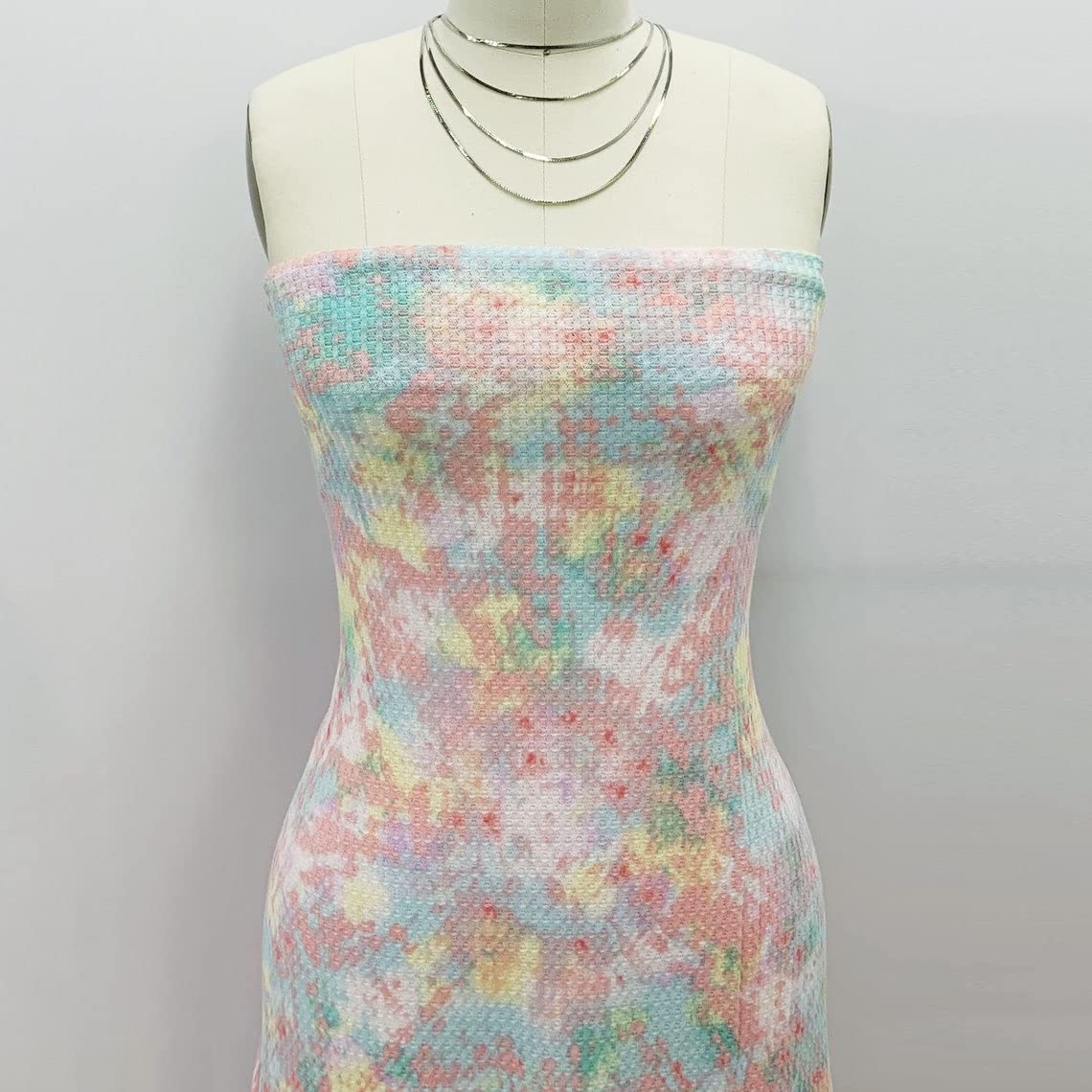 Tie Dye Printed Waffle Non-Brushed Poly Knit Fabric Swatch - 7