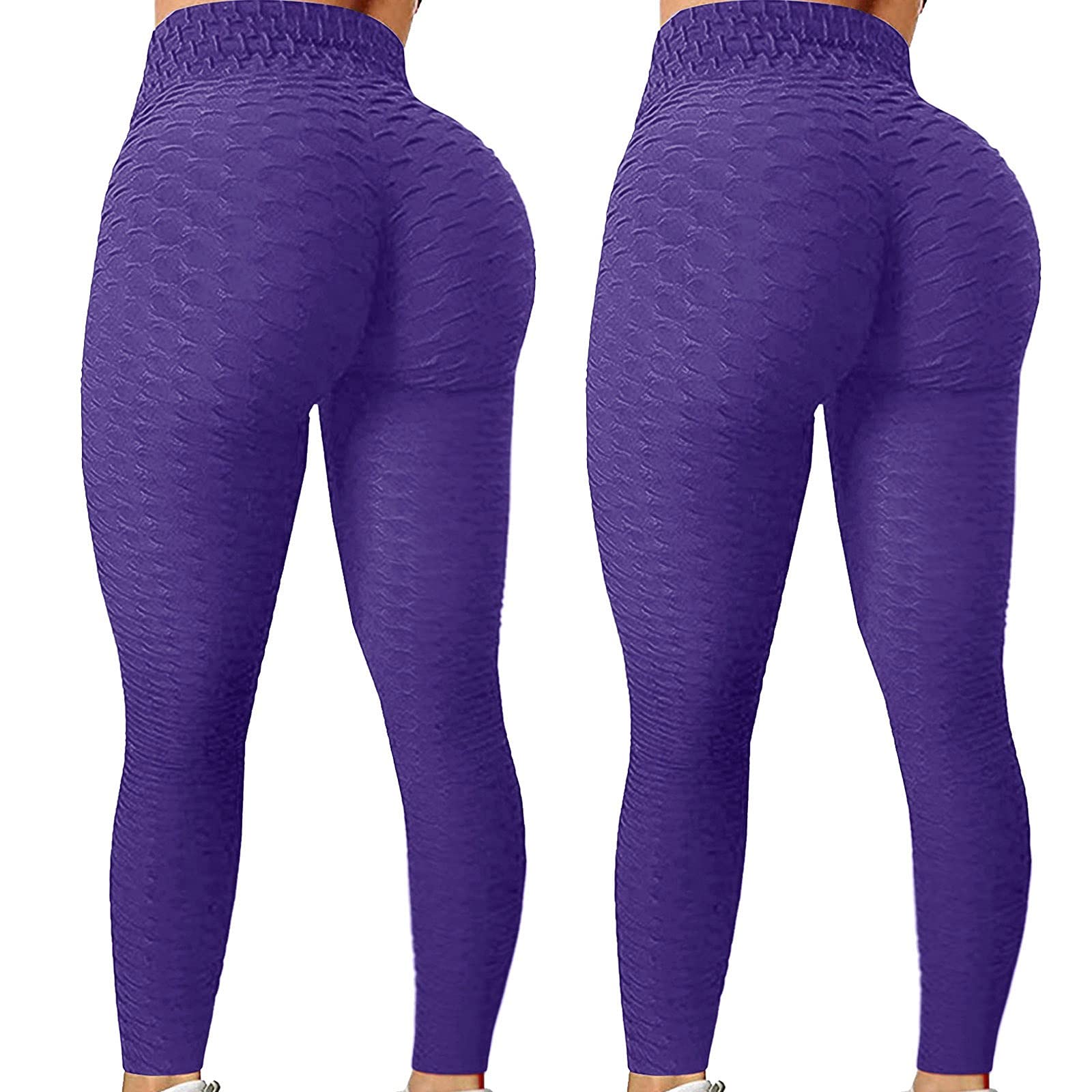 FMCHICO 2 Pack Butt Lifting Yoga Pants for Women - High Waisted Tummy Control Workout Leggings, Anti Cellulite Compression Sport Tights - Perfect for Gym, Running & Daily Wear