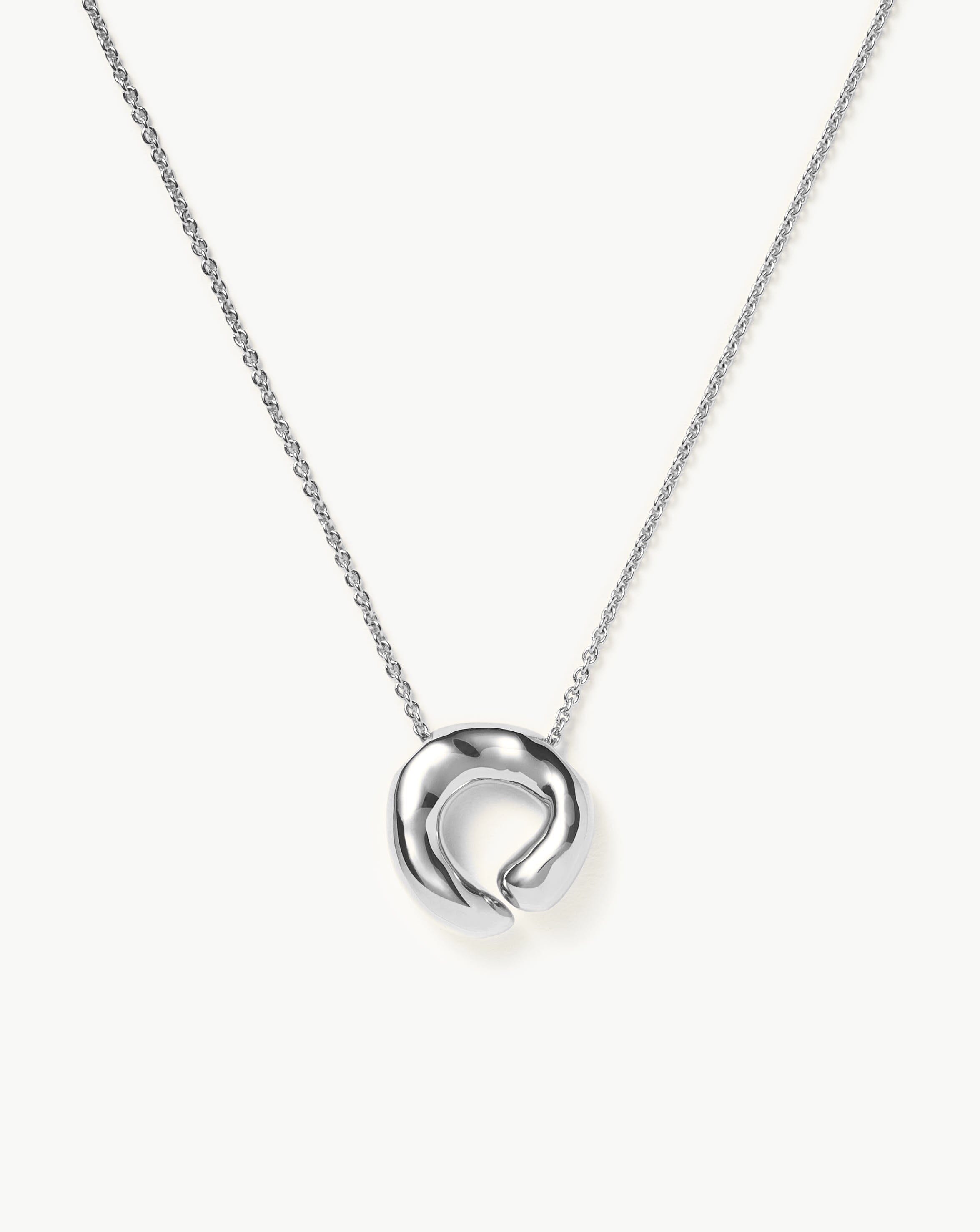 Molten Doughnut Pendant Necklace - Silver Plated Jewelry for Women | Trendy Layered Necklace for Everyday Wear, Gift for Her, Fashion Accessory