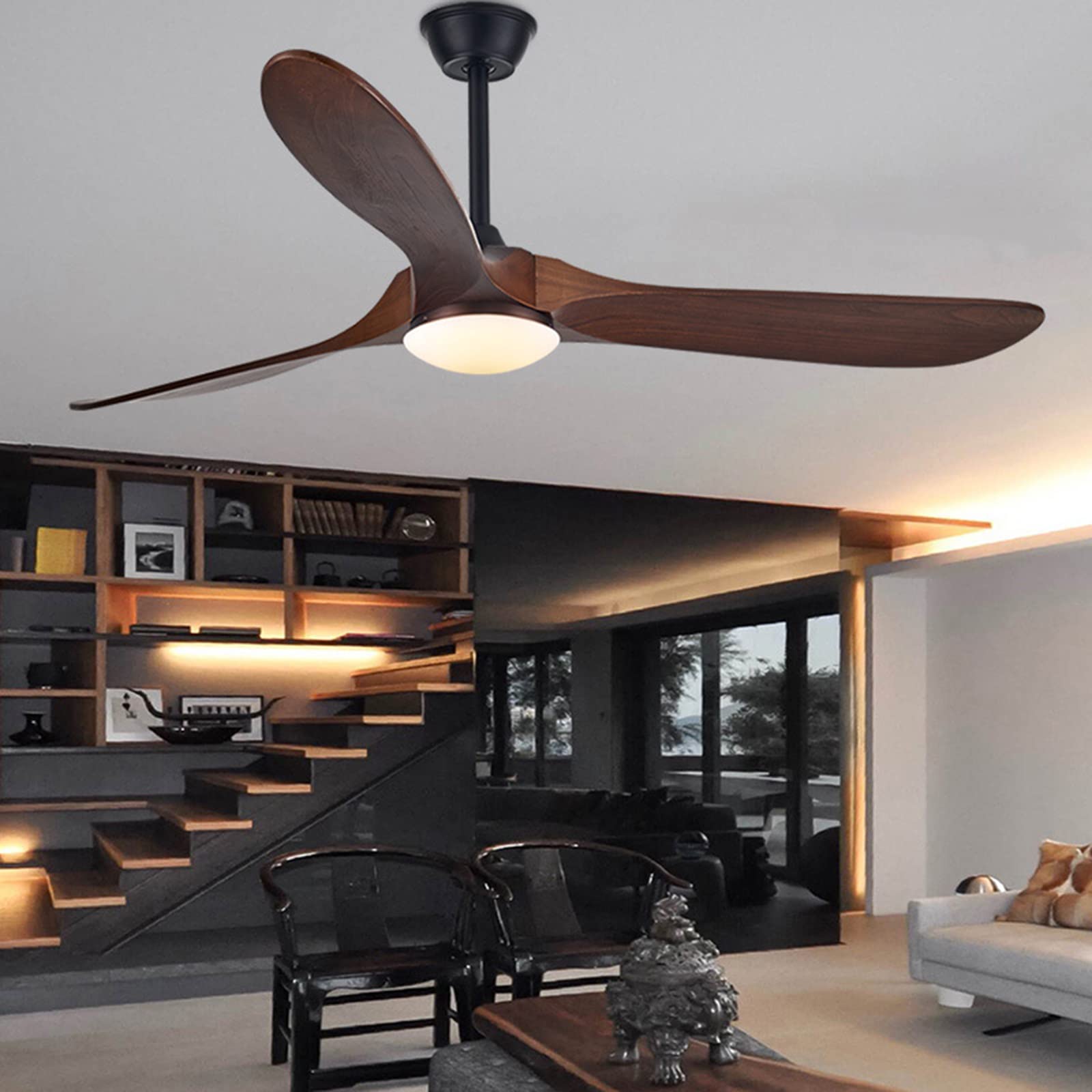 Rustic Farmhouse Ceiling Fan with Lights - 60 Inch Outdoor Ceiling Fan for Patio, Porch & Gazebo - 3 Blade Wood Ceiling Fan, Damp Rated, High Airflow - Perfect for Outdoor Living Spaces, Backyard Relaxation & Commercial Use