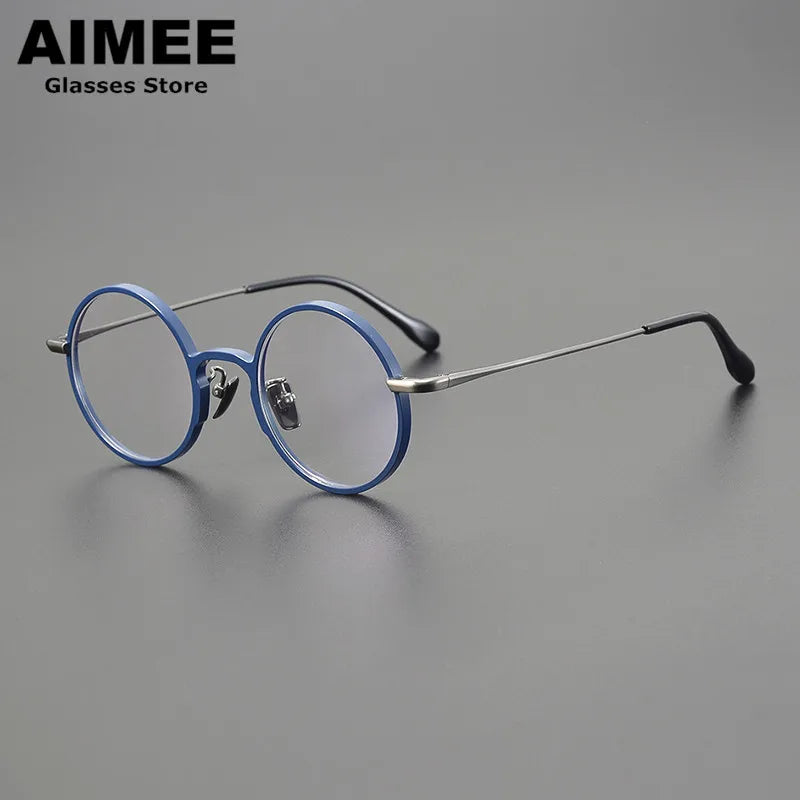 Stylish Unisex Full Rim Round Titanium Eyeglasses Frame 1102 - Lightweight & Durable for Work, Reading & Everyday Wear