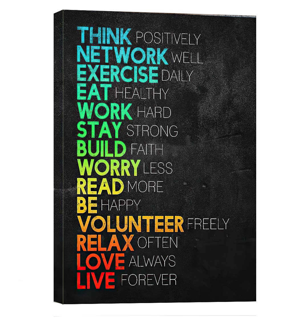 Motivational Canvas Wall Art - Think Positively Mindset Inspirational Office Decor - Framed Canvas Art Print for Home, Office, Bathroom & Bedroom - 24x32 Inch - Perfect for Work Spaces & Relaxation Areas