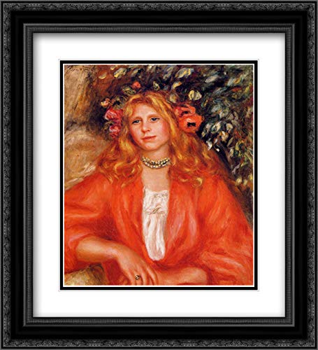Pierre Auguste Renoir Floral Garland Art Print - 20x22 Black Ornate Frame with Double Matting | Vintage Wall Decor for Living Room, Bedroom & Office