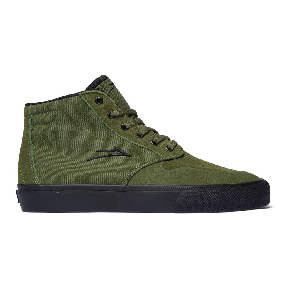 Lakai Riley 3 High Top Skateboard Shoes - Olive & Black Suede - Durable & Comfortable for Street Skating & Casual Wear