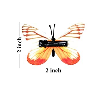 KYNA Set of 2 Butterfly Hair Clips - Non-Slip Mesh Hair Claw Clips for Women & Girls - Orange Hair Accessories for Ponytail, Bun & Updo Hairstyles