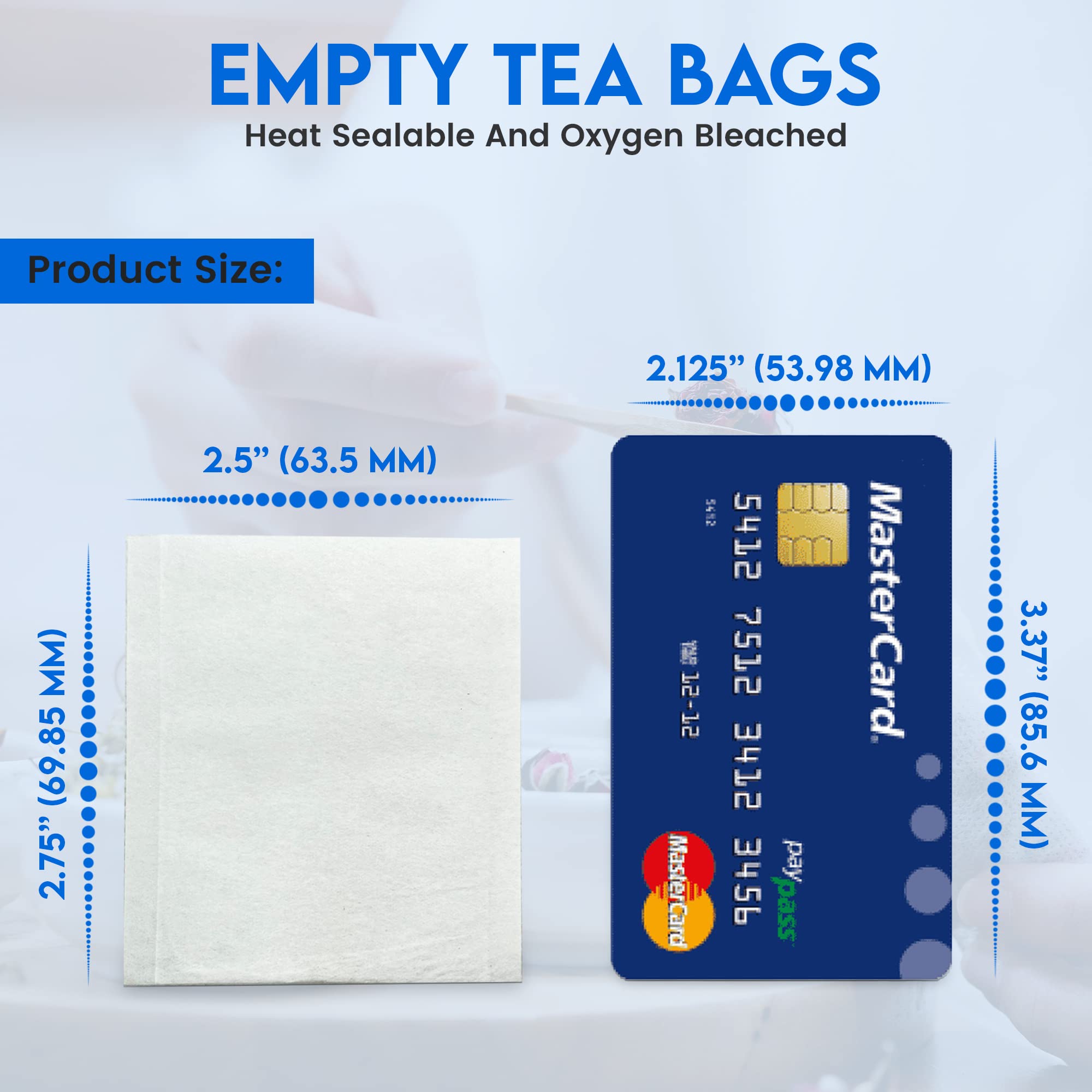 200 Compostable Empty Tea Bags 2.5