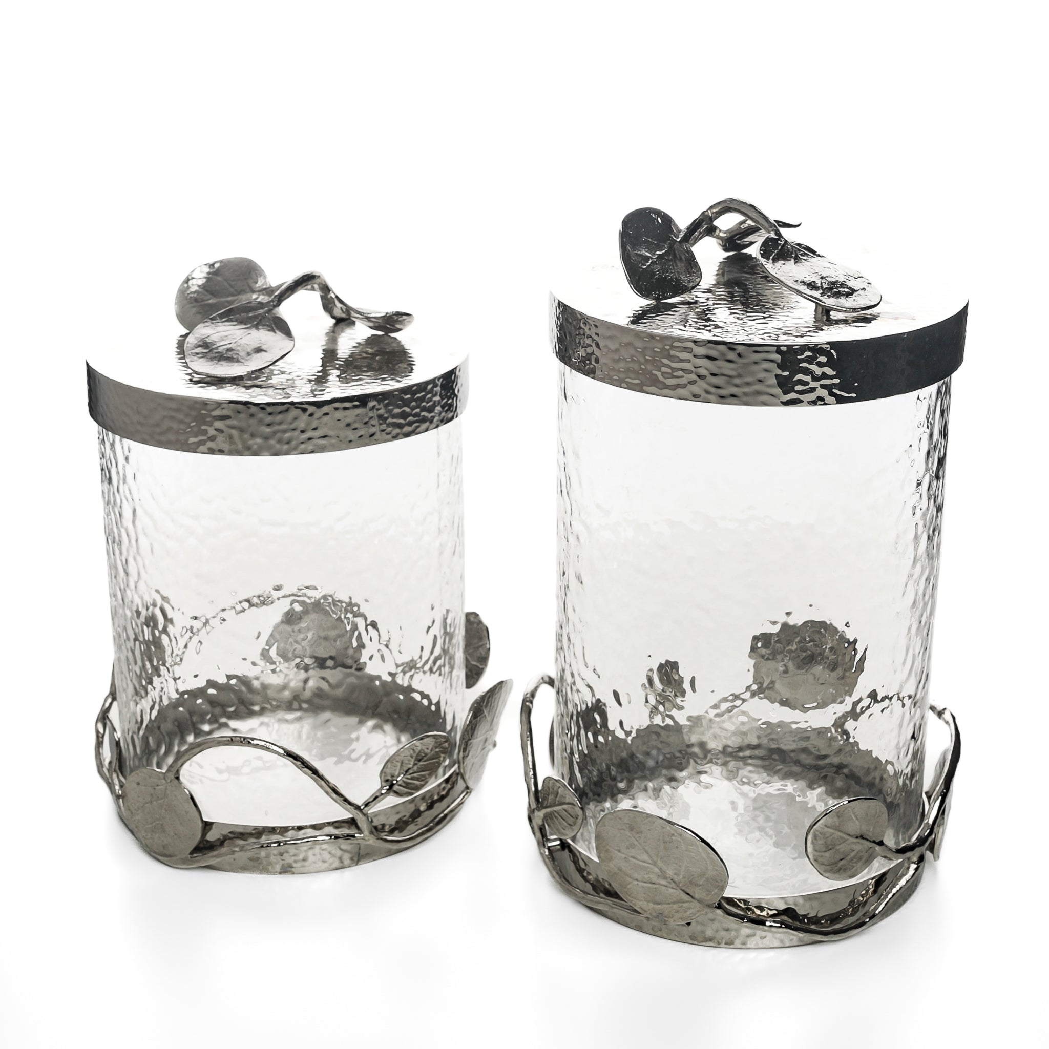 Michael Aram Botanical Leaf Canisters Set of 2 - Elegant Handcrafted Metal Storage Containers for Kitchen, Dining Room, or Home Decor
