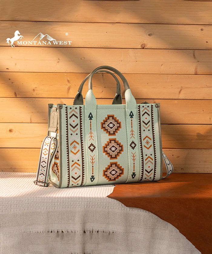 Montana West Aztec Retro Arrows Print Dual Sided Large Tote Bag for Women - Stylish Beach Tote, Work Bag & Everyday Carry Purse