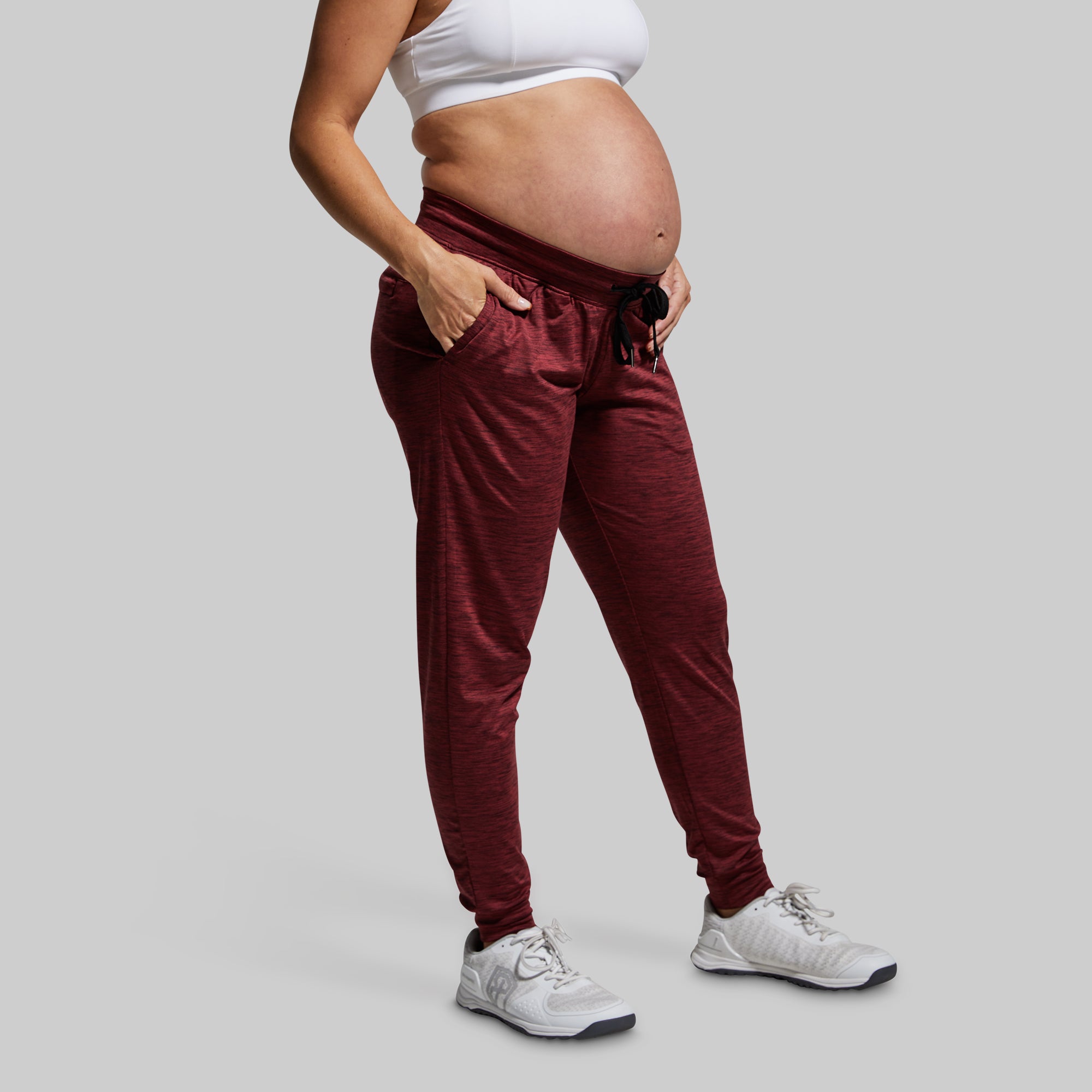 Comfortable Maternity Joggers for Rest & Relaxation - Soft Athleisure Pants for Pregnant Women (Maroon) - Perfect for Lounging, Yoga & Everyday Wear