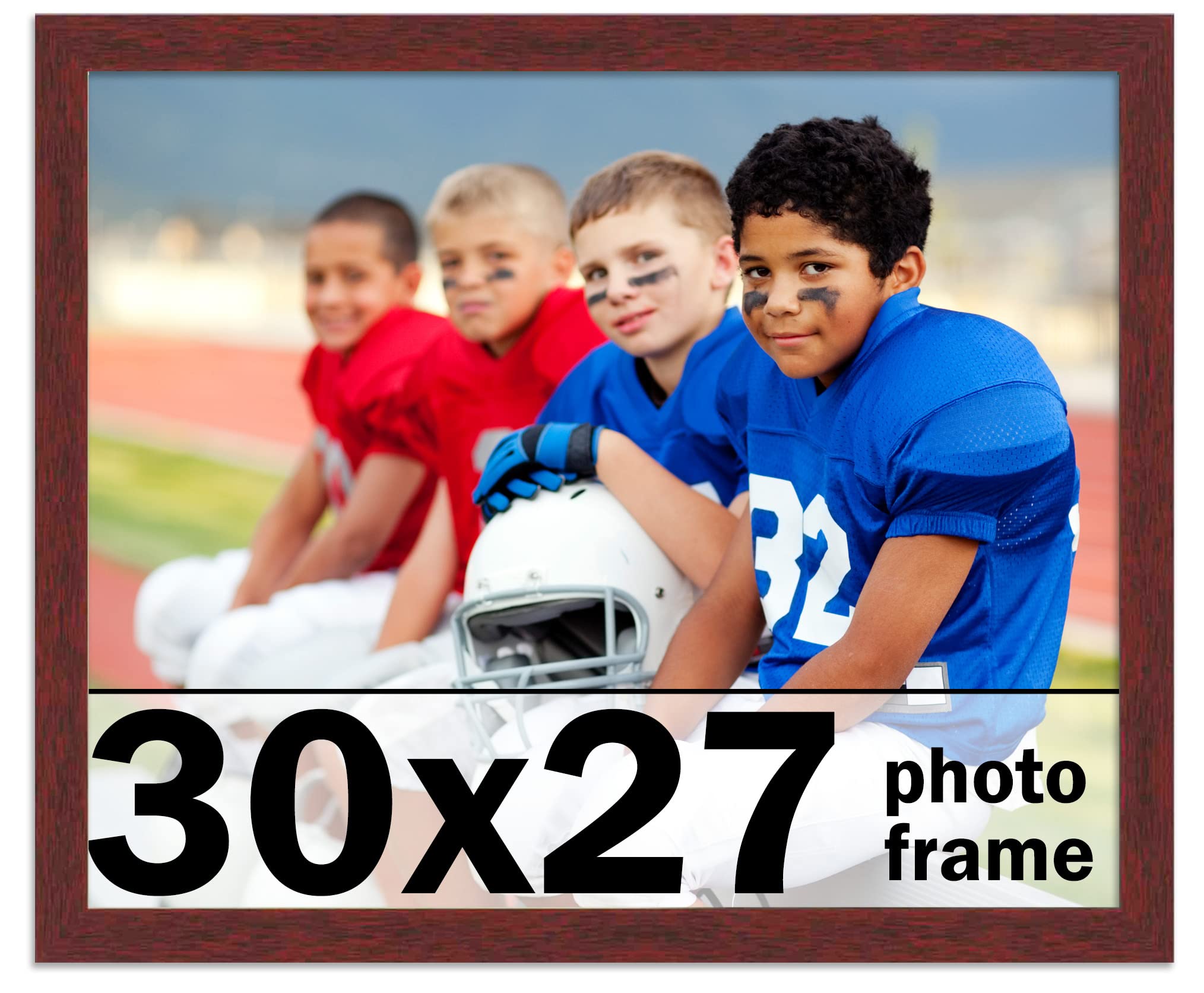 CountryArtHouse 30x27 Inch Solid Mahogany Wood Picture Frame with UV Acrylic Plexiglass - Acid Free Foam Backing Board & Hanging Hardware Included - Perfect for Wall Art, Family Photos, and Home Decor
