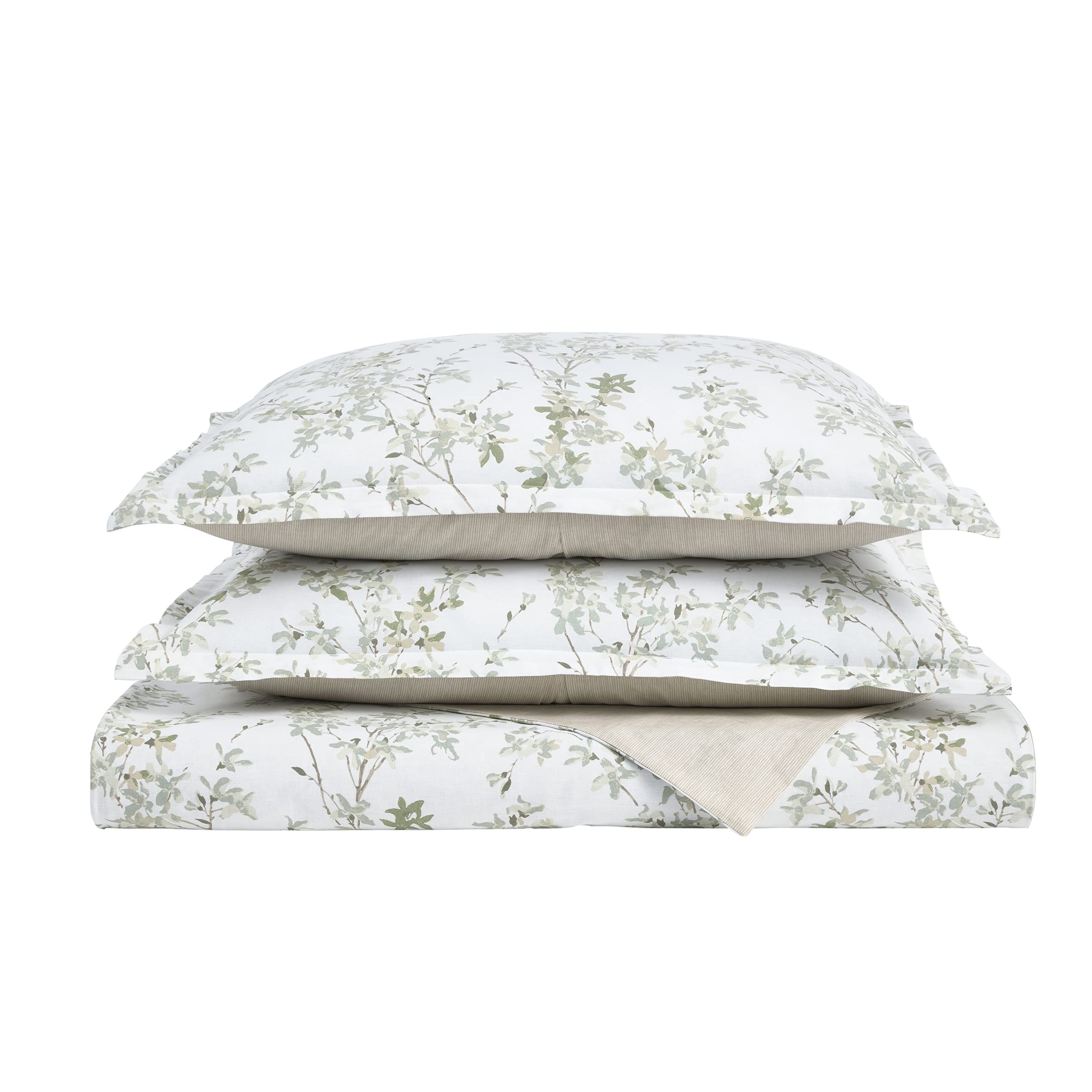 Laura Ashley King Duvet Cover Set - Reversible Cotton Bedding for All Seasons (Lindy Green) - Perfect for Master Bedroom