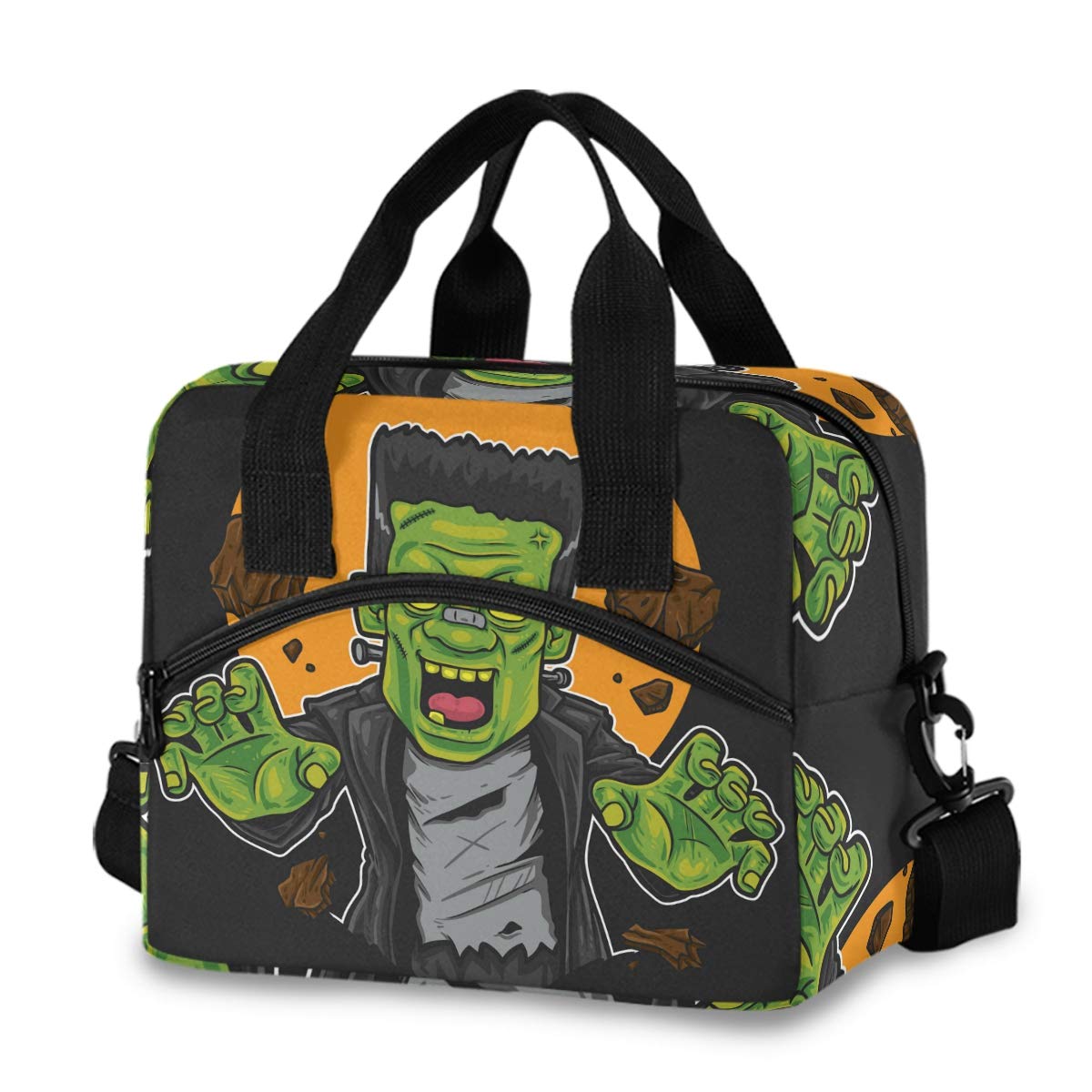 Insulated Lunch Bag Reusable Cooler - Frankenstein Monster Lunch Box for School, Office, Picnic | Leakproof Thermal Food Container for Adults, Men & Women | Perfect for Work, Hiking & Outdoor Activities