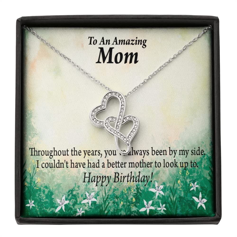 Double Hearts Necklace Gift for Mom - Birthday, Anniversary, Graduation Present from Son or Daughter with Message Card | Express Love & Appreciation | Perfect for Mother's Day, Christmas & Special Occasions