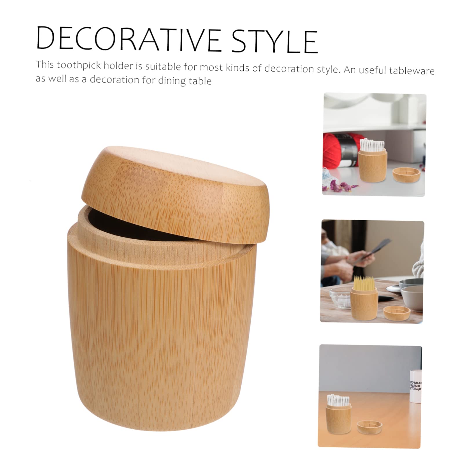 1pc Bamboo Toothpick Holder with Lid - Cotton Swab Storage Box, Household Toothpick Case Container for Kitchen, Bathroom & Travel Organization