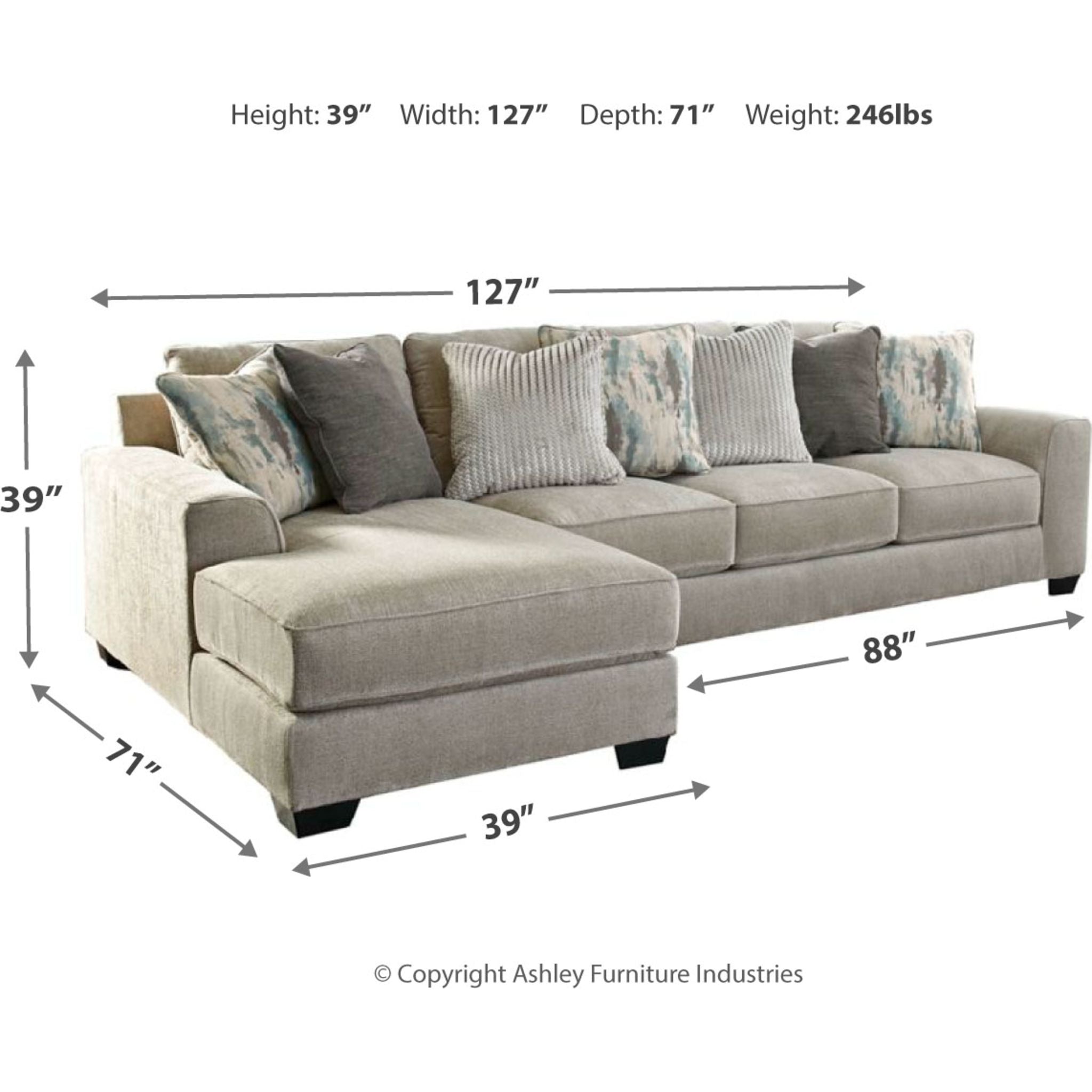 Ardsley 2-Piece Sectional Sofa with Chaise Lounge - Modern L-Shaped Living Room Furniture for Small Spaces & Apartments
