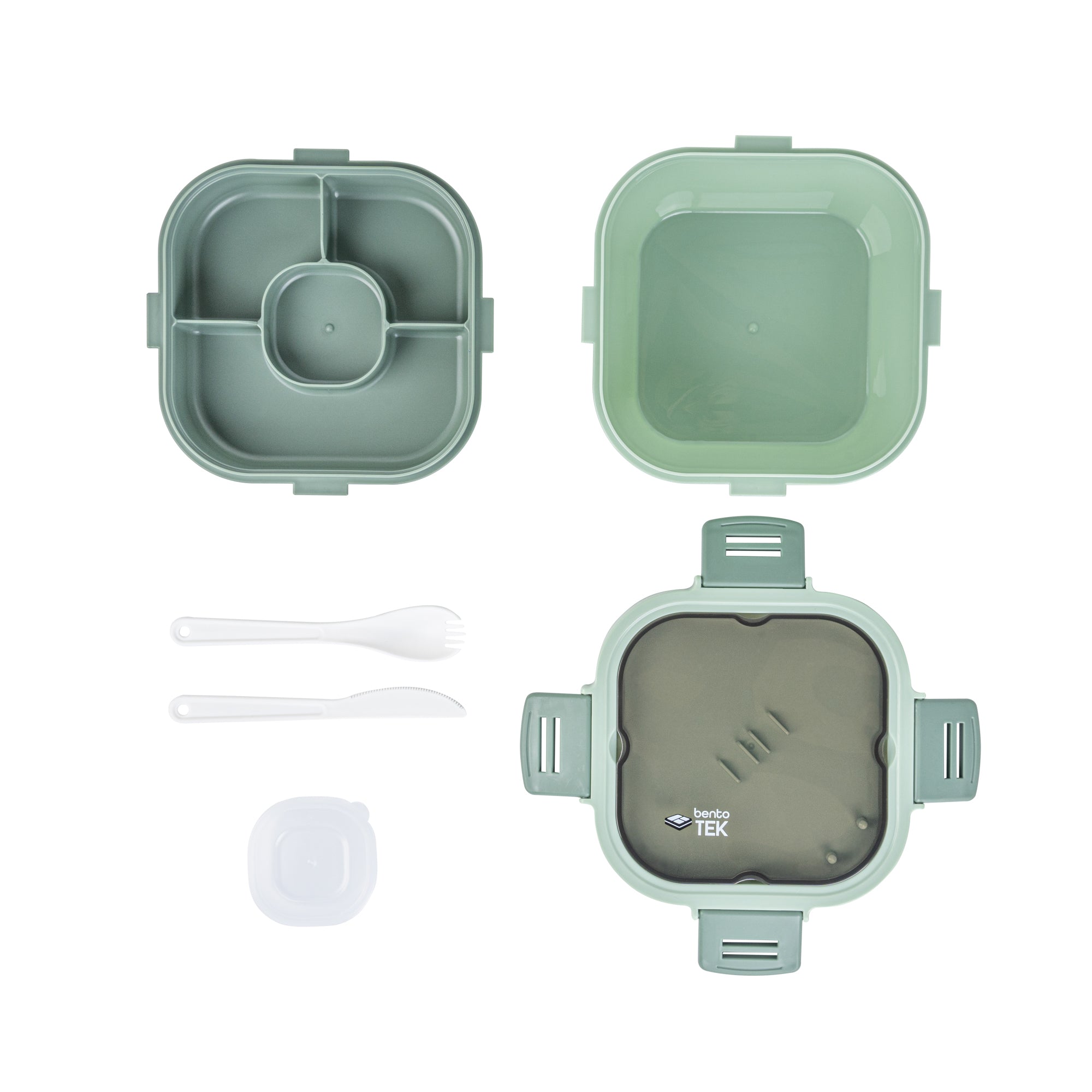 Bento Tek 58 oz BPA Free Green Lunch Box with Fork & Knife - Microwave Safe, Reusable Food Container (7.25
