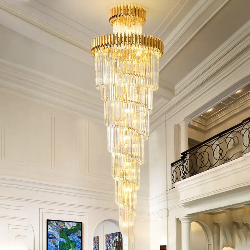 Olivia Crystal Modern Stair Chandelier - Elegant LED Lighting Fixture for Staircase, Hallway & Entryway | Dimmable Contemporary Home Decor