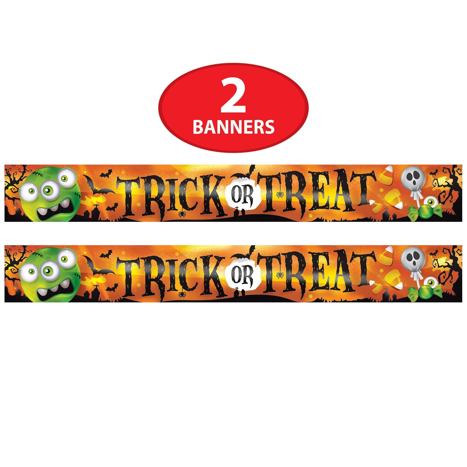 12 Pack Beistle Halloween Metallic Trick Or Treat Banner - Premium Party Decorations for Halloween, Fall Festivals & Spooky Home Decor