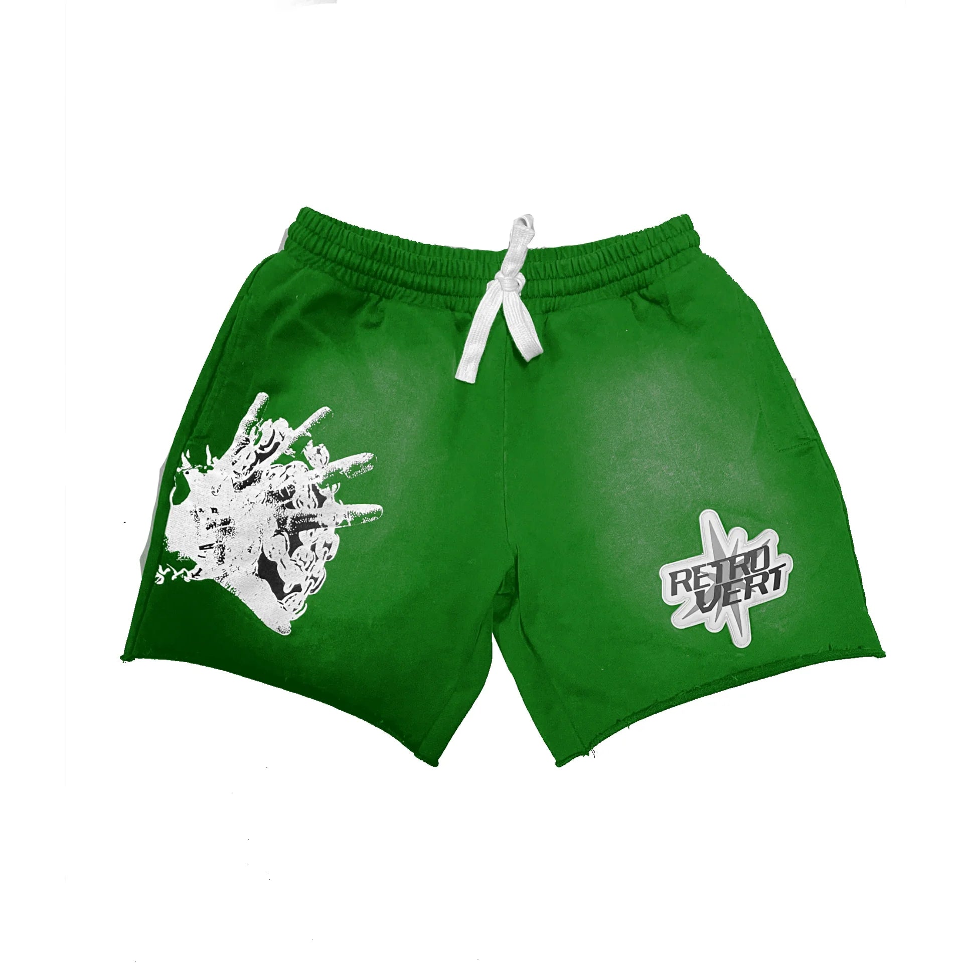 Retrovert SPIKED HANDS SHORTS GREEN - Stylish Streetwear for Men | Trendy Punk Fashion | Perfect for Concerts, Festivals & Urban Outfits
