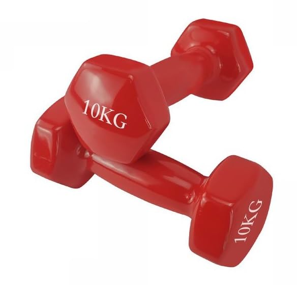 10kg Vinyl Dumbbell Set (Pair) - Premium Gym & Fitness Weights for Home Workouts, Strength Training & Muscle Building