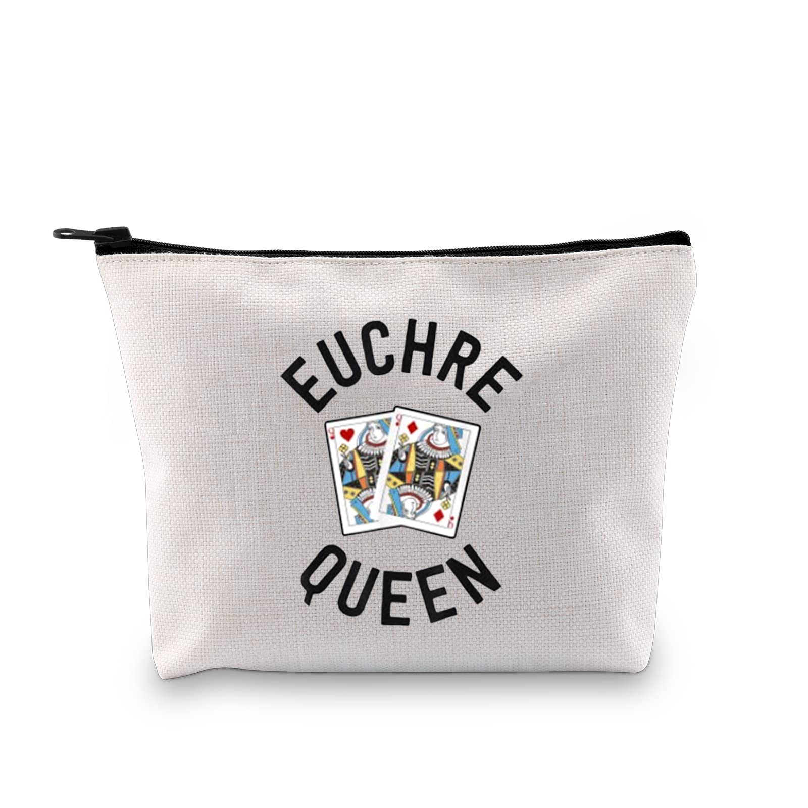 XYANFA Funny Euchre Queen Makeup Bag - Perfect Gift for Euchre Players & Card Game Lovers - Great Present for Grandma - Ideal for Travel, Cosmetics Storage & Game Nights