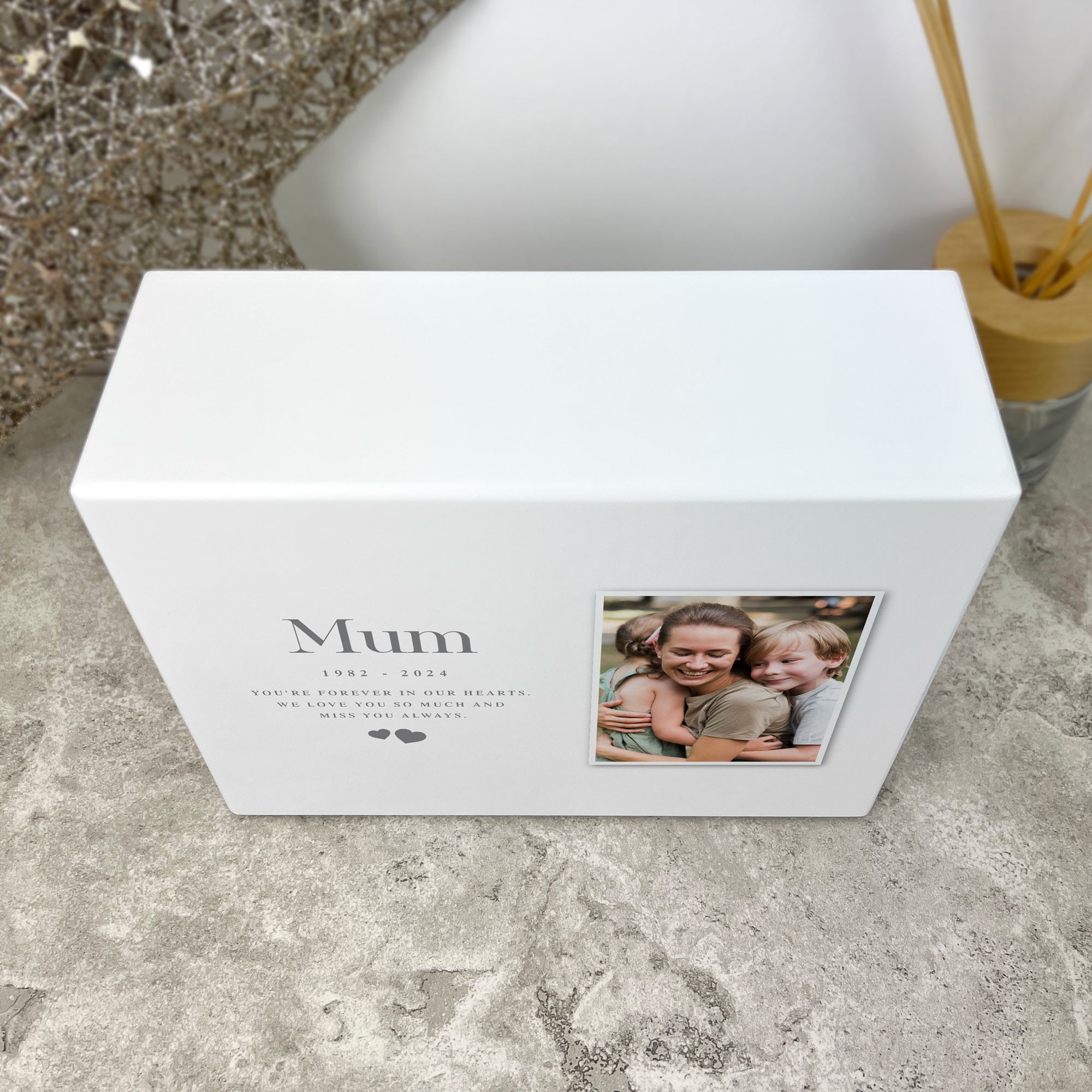 Personalized Modern Heart-Shaped Photo Cremation Urn for Ashes - 1.09 Liters (37 oz) | Memorial Keepsake for Loved Ones | Perfect for Home Display or Funeral Services