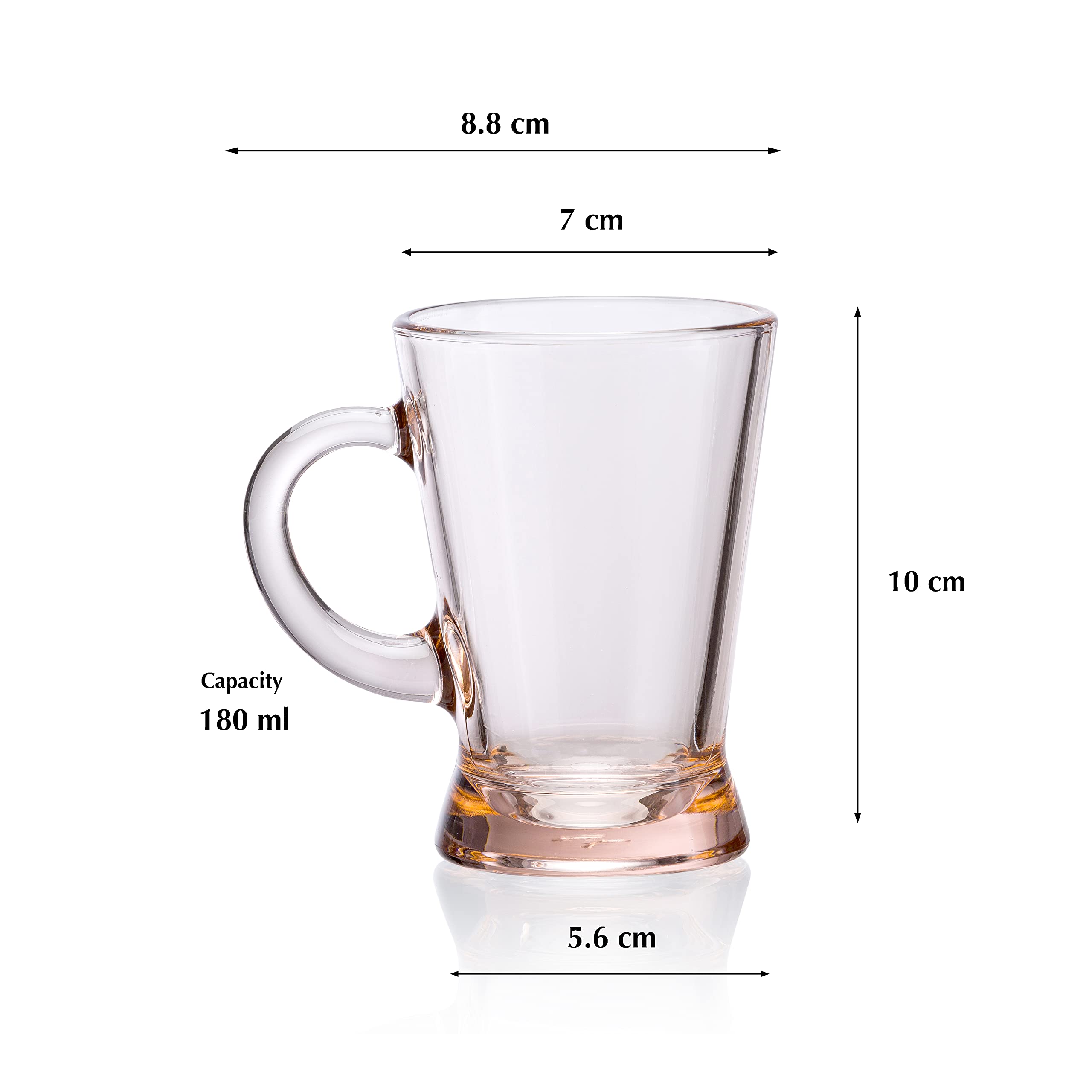 Pasabahce Heybeli Mug Set of 6 - 180ml Pink Transparent Turkish Tea & Coffee Cups - Authentic Pasabahce from Turkey - Perfect for Home, Office, and Restaurant Use