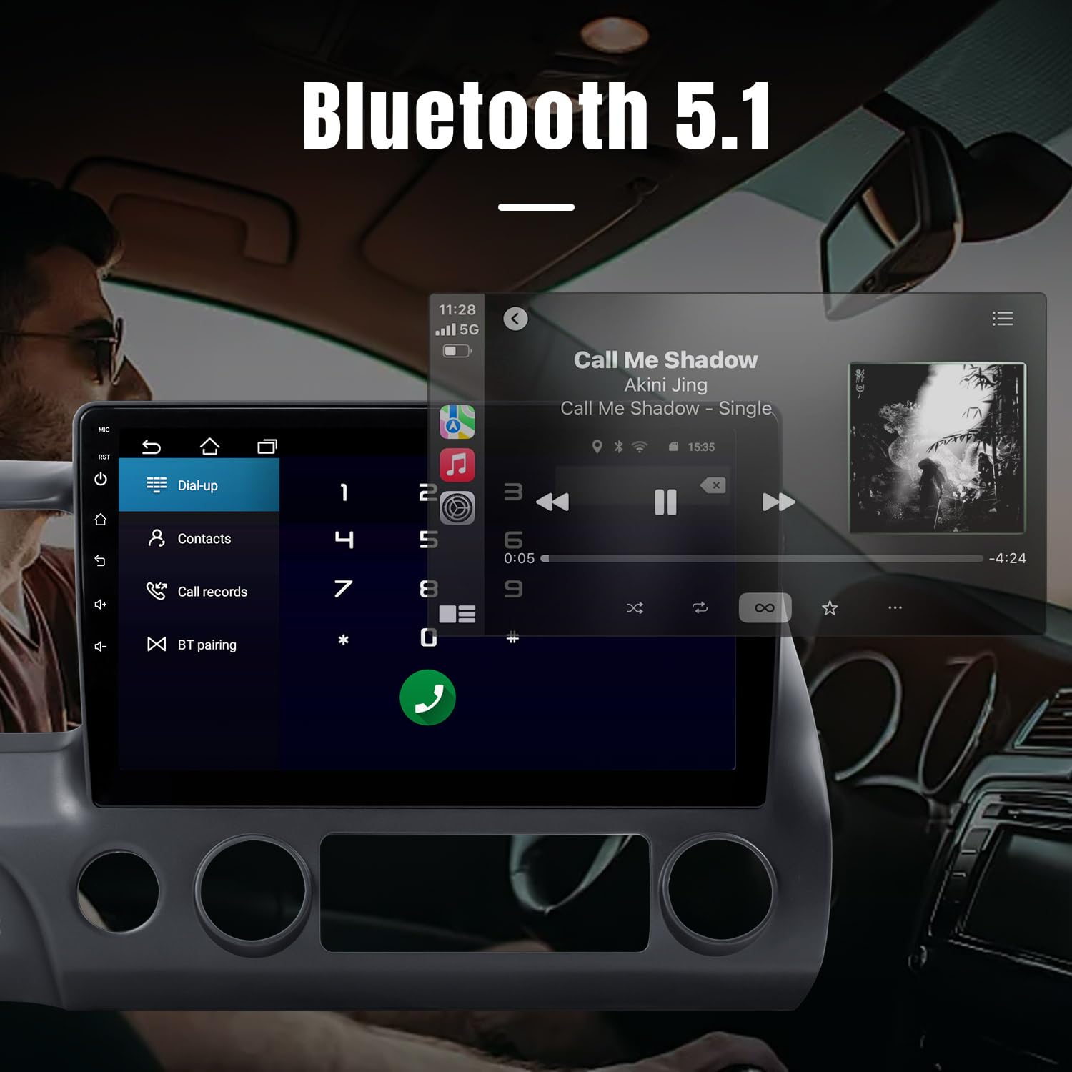 Leadfan 10.1 Inch Car Stereo for Honda Civic 2006-2011 - Wireless Apple CarPlay & Android Auto, IPS Touch Screen, GPS Navigation, Bluetooth 5.1, WiFi, Backup Camera - Perfect for Commuting & Road Trips