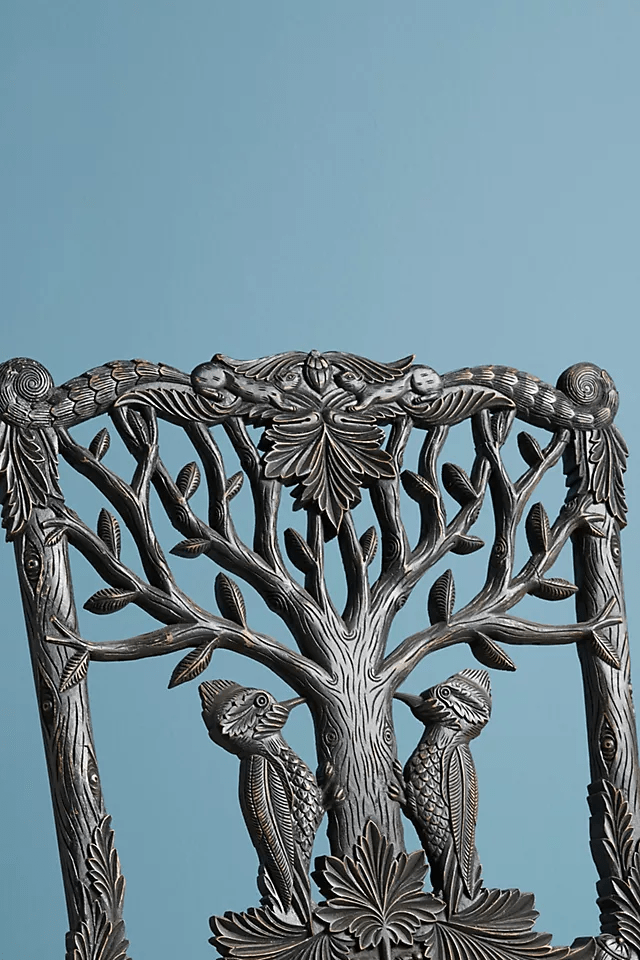 Hand Carved Menagerie Dining Chairs Set of 2 - Exotic Wooden Table Chairs for Kitchen, Dining Room & Restaurant - Elegant Handcrafted Wood Furniture for Home Decor