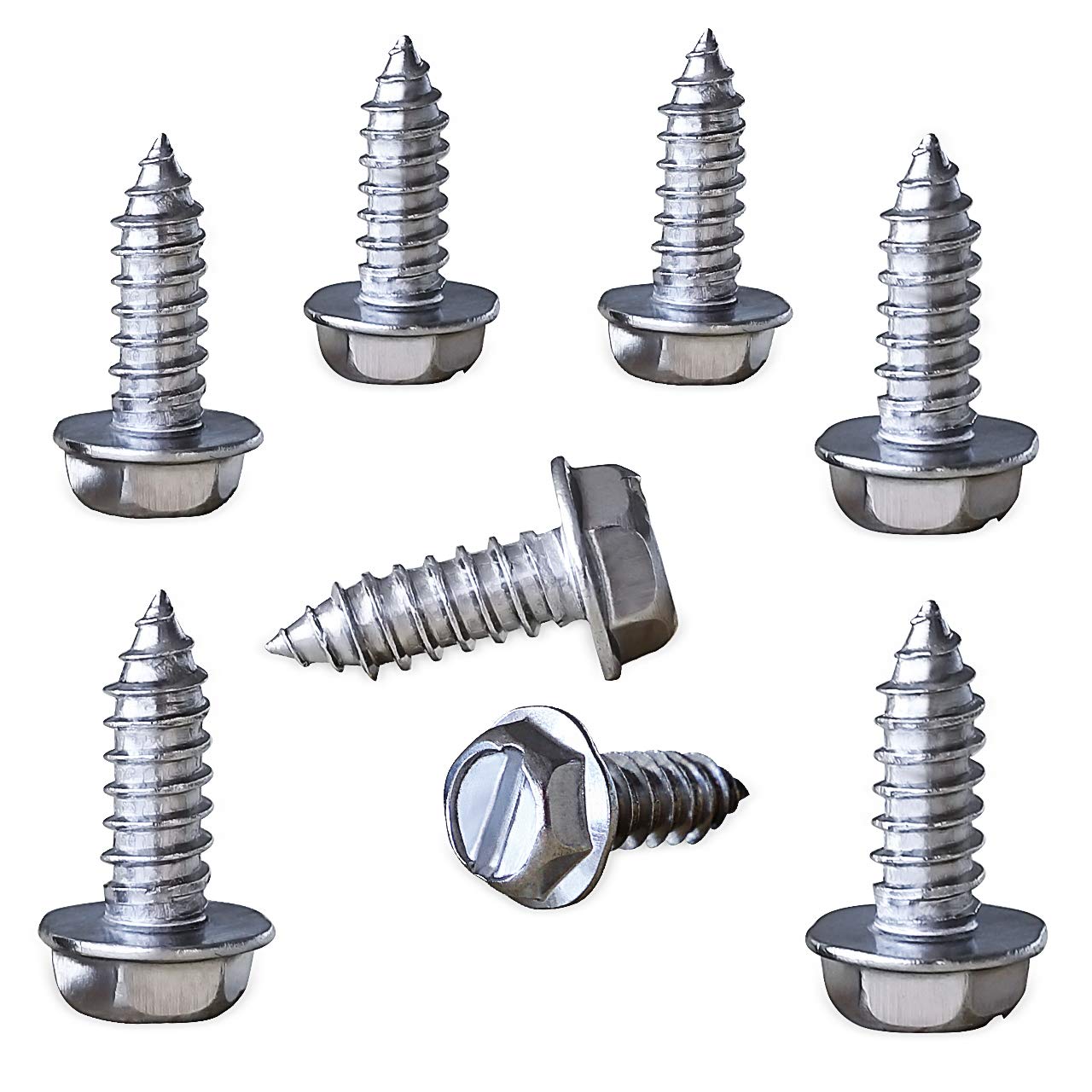 ZELEMO 8-Pack Rustproof Stainless Steel License Plate Screws - Secure Car & Truck License Plates, Frames & Covers | Durable Fasteners for All Weather Conditions