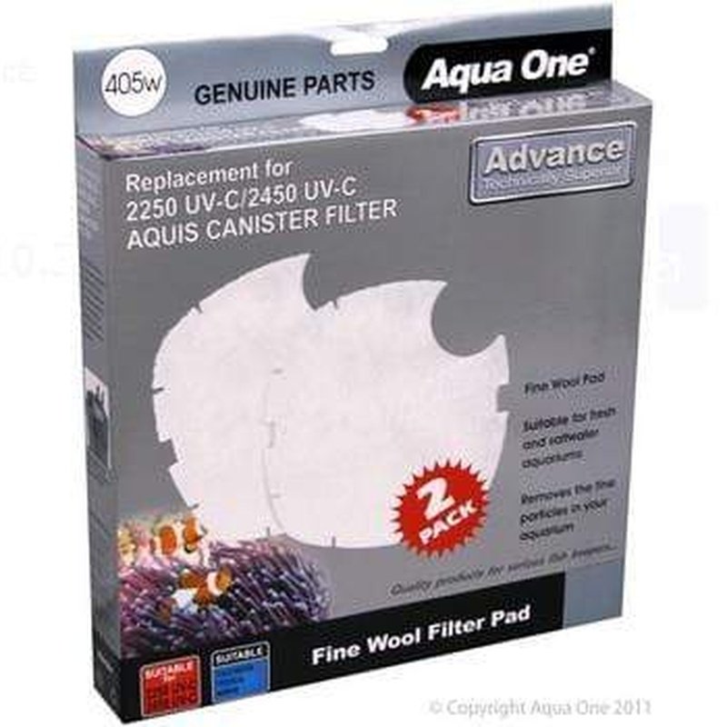 Aqua One Wool 2pk 405w Nautilus 2700UVC 25405w - Premium Aquarium Filter Wool for Fish Tank & Pond Filtration - Perfect for Freshwater & Saltwater Aquariums