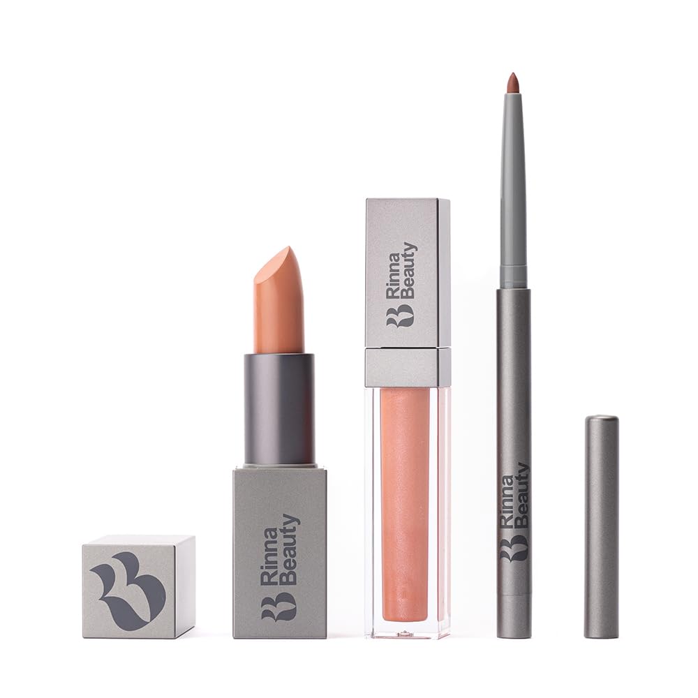 Rinna Beauty Lip Care Kit - 7-Piece Vegan & Cruelty-Free Lip Essentials Bundle with Hydrating Lip Mask, Exfoliating Scrub, Plumping Gloss, Long-Lasting Lipstick & Liner | Perfect for Daily Care, Night Treatment & Makeup Looks