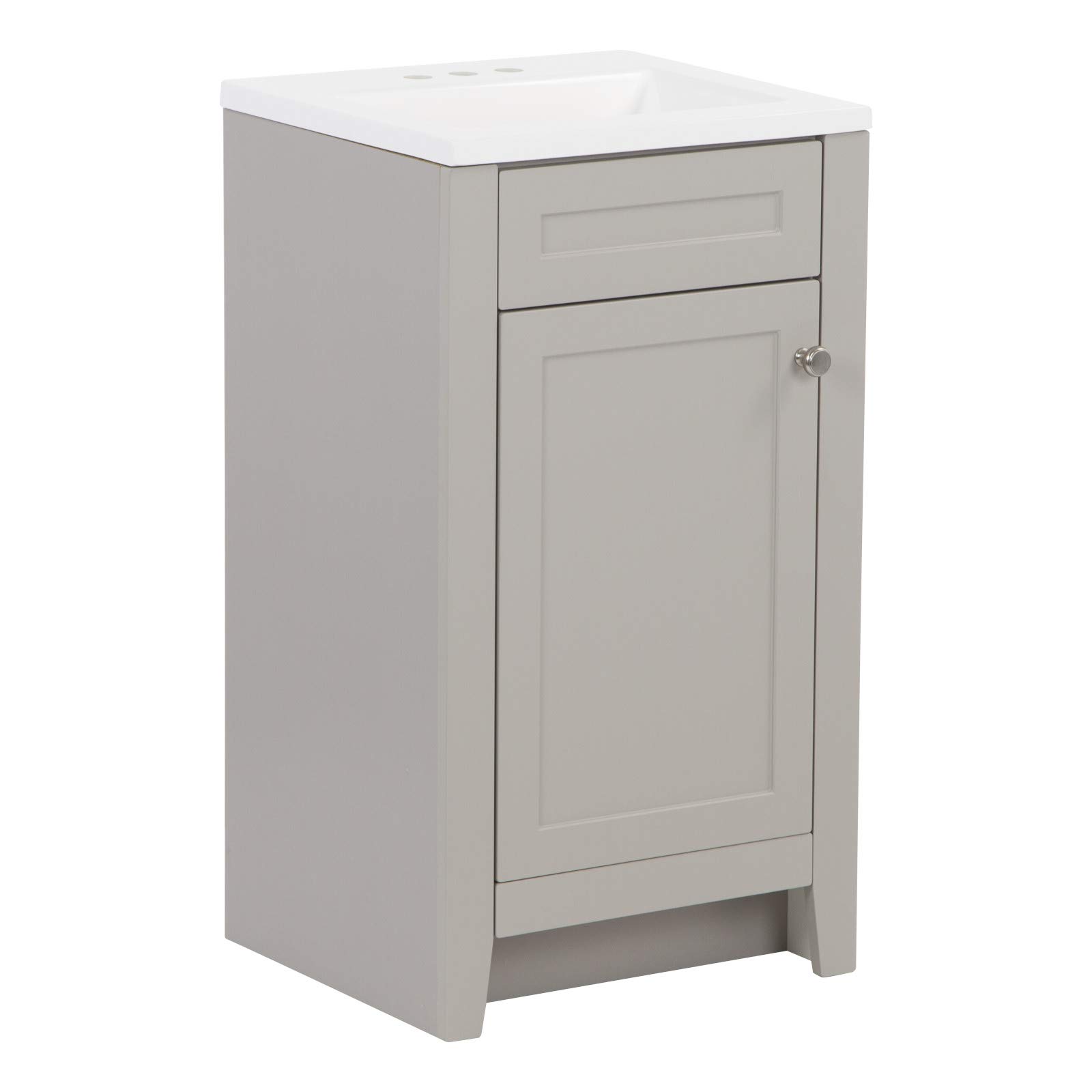 Spring Mill Cabinets Wyre 18 Inch Bathroom Vanity Set with White Ceramic Sink, 1-Door Storage Cabinet, Modern Gray Finish - Perfect for Small Bathrooms, Powder Rooms & Apartment Remodels (18.5