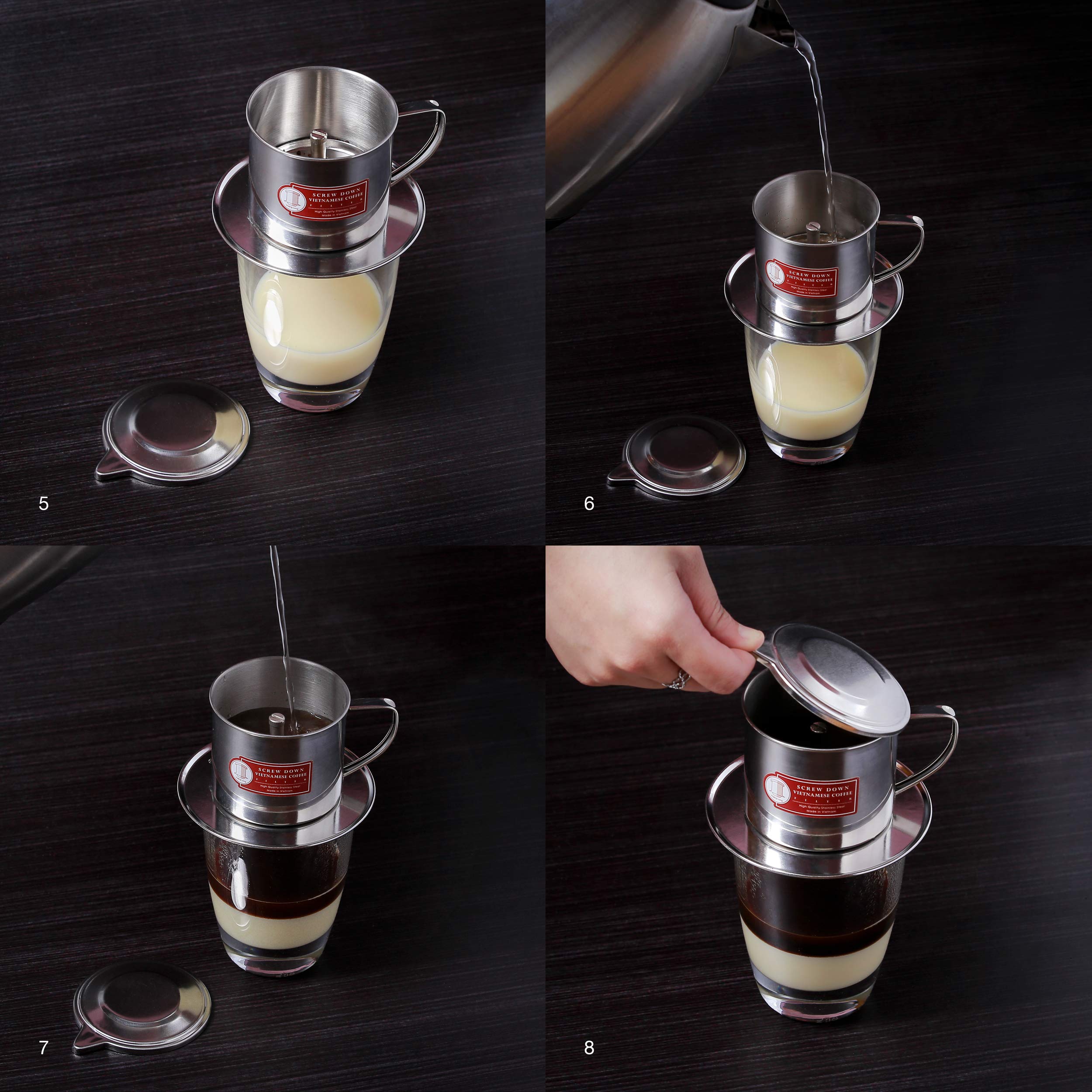 Authentic Vietnamese Coffee Filter Phin Press - Medium 8 oz, Made in Vietnam - Perfect for Brewing Rich, Bold Vietnamese Iced Coffee at Home or Office