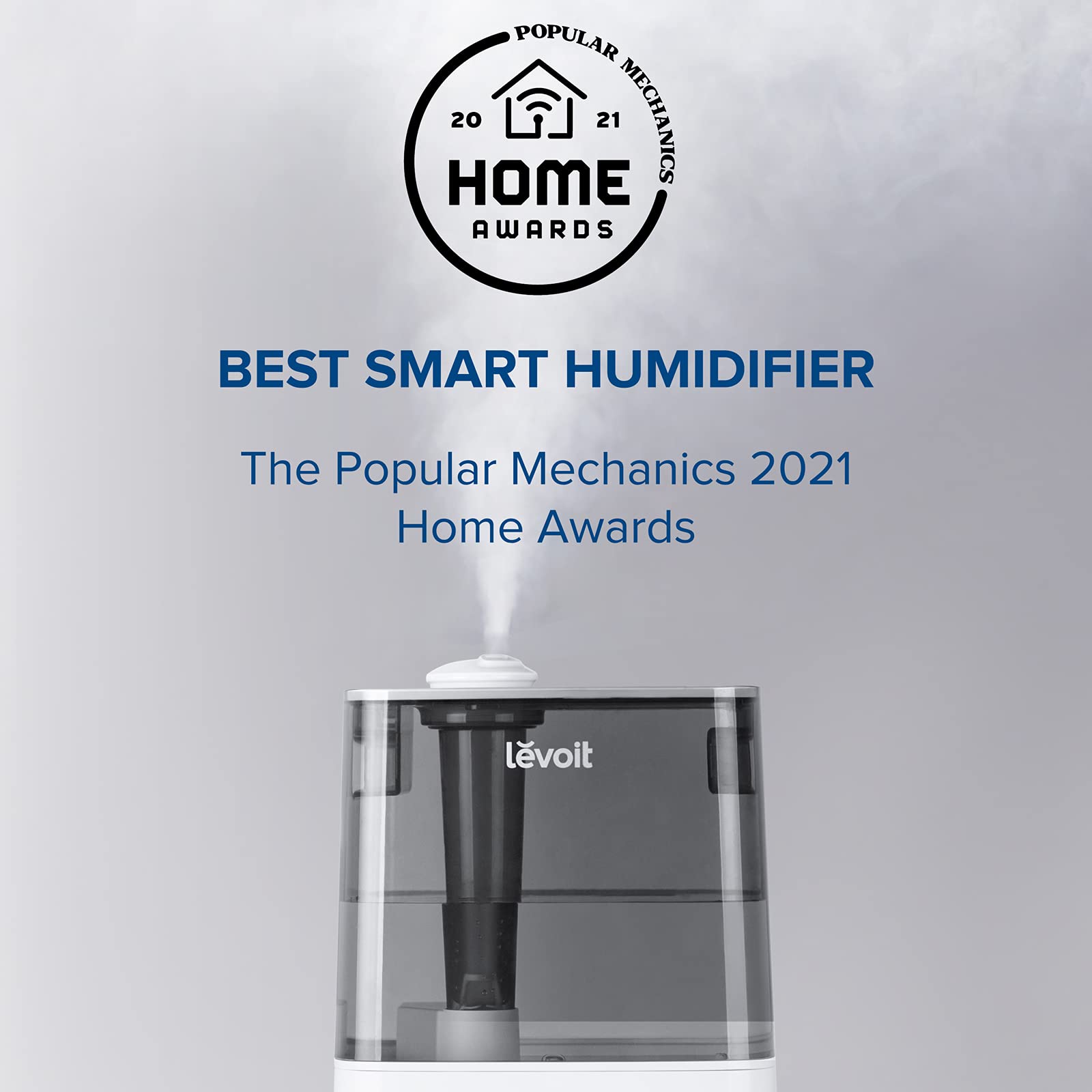 LEVOIT 6L Warm & Cool Mist Humidifier for Large Rooms & Bedrooms - Essential Oil Diffuser with Built-in Humidity Sensor - Perfect for Home, Office, Nursery & Plants (Gray/White)
